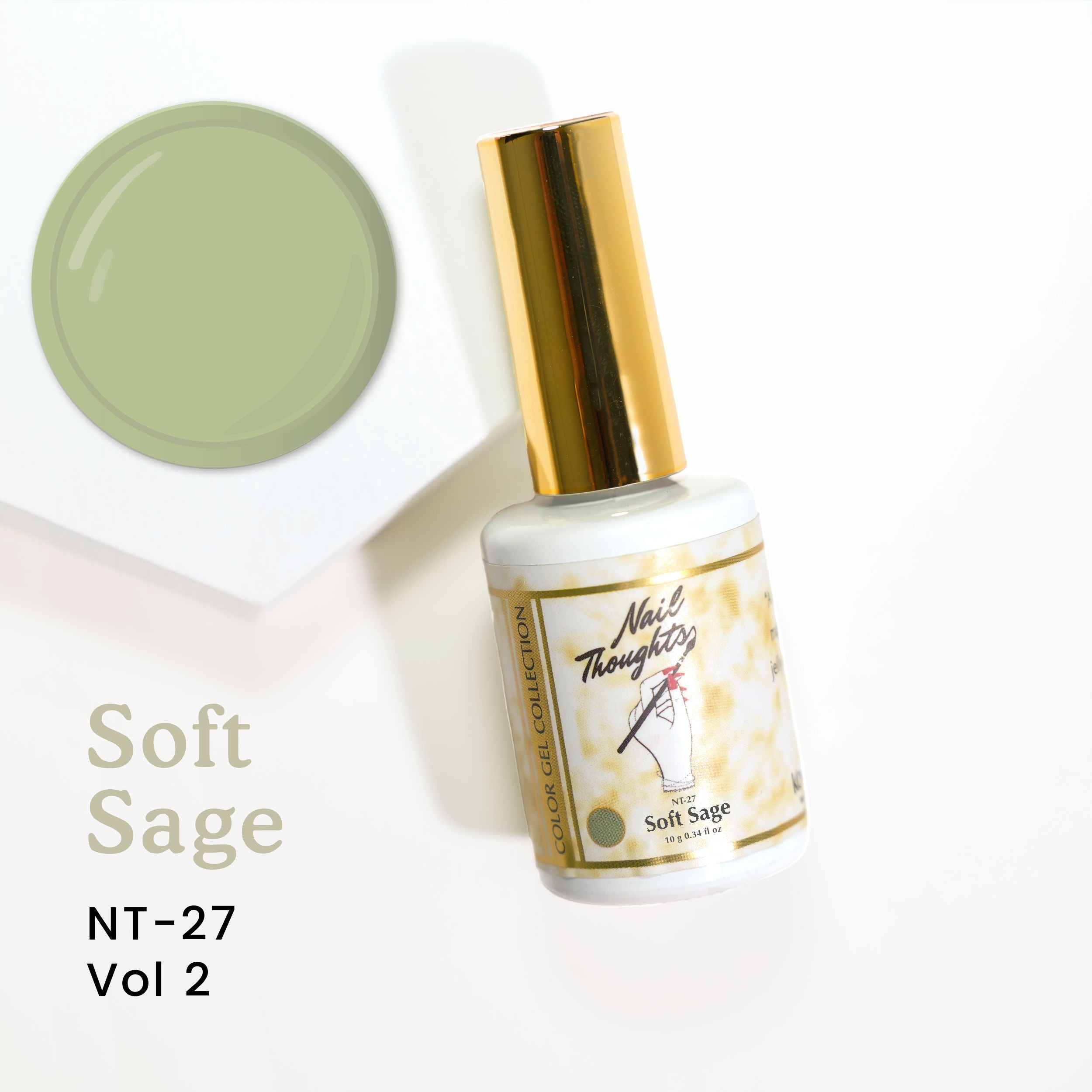 Nail Thoughts NT 27 Soft Sage Green Nail Polish - Vegan & Cruelty Free Gel Polish for Salon Quality Manicures at Home | Perfect for Spring & Summer Nail Designs