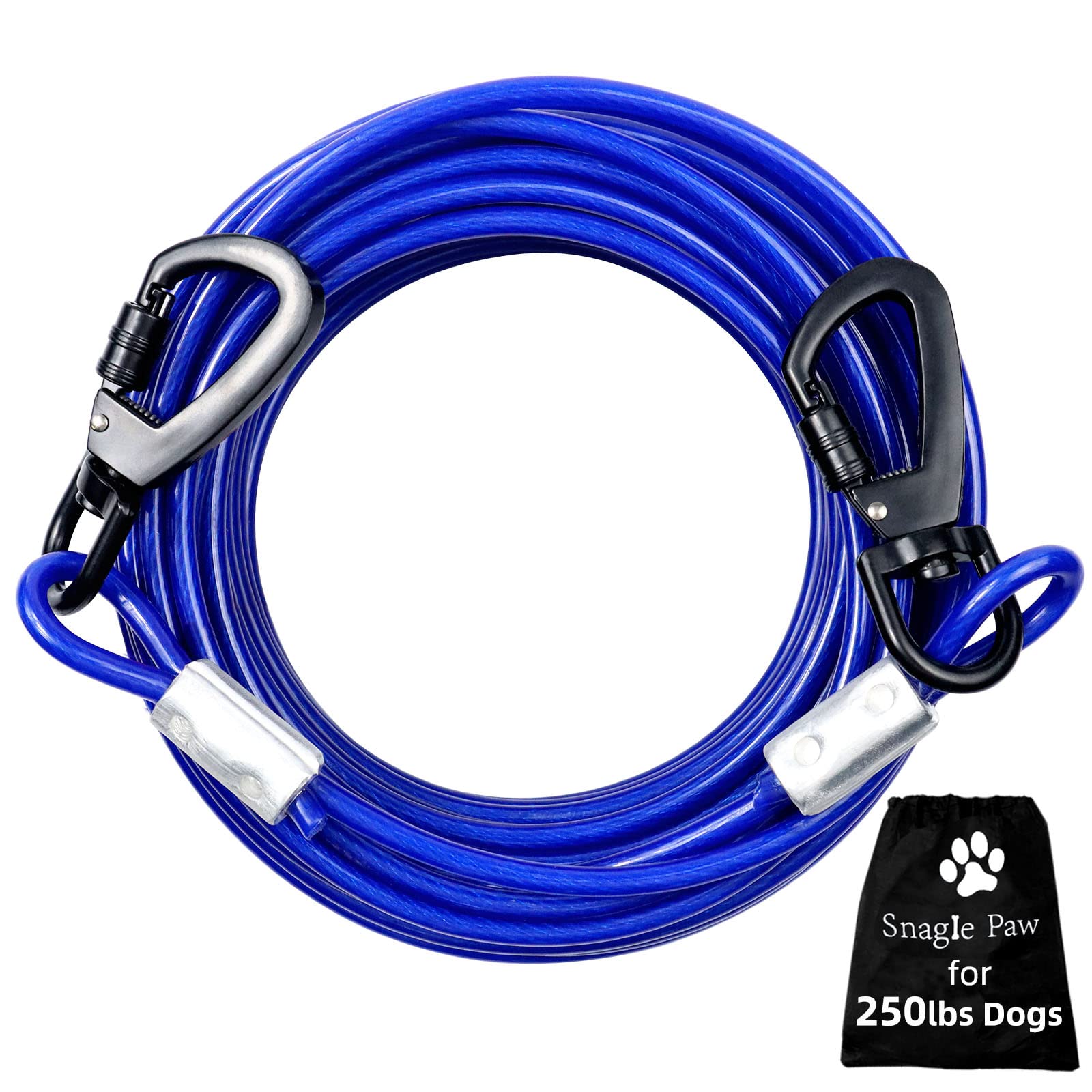 **30FT Heavy Duty Dog Tie Out Cable - Chew Proof & Durable Leash for Large Dogs Up to 250lbs - Perfect for Yard, Camping & Outdoor Activities**