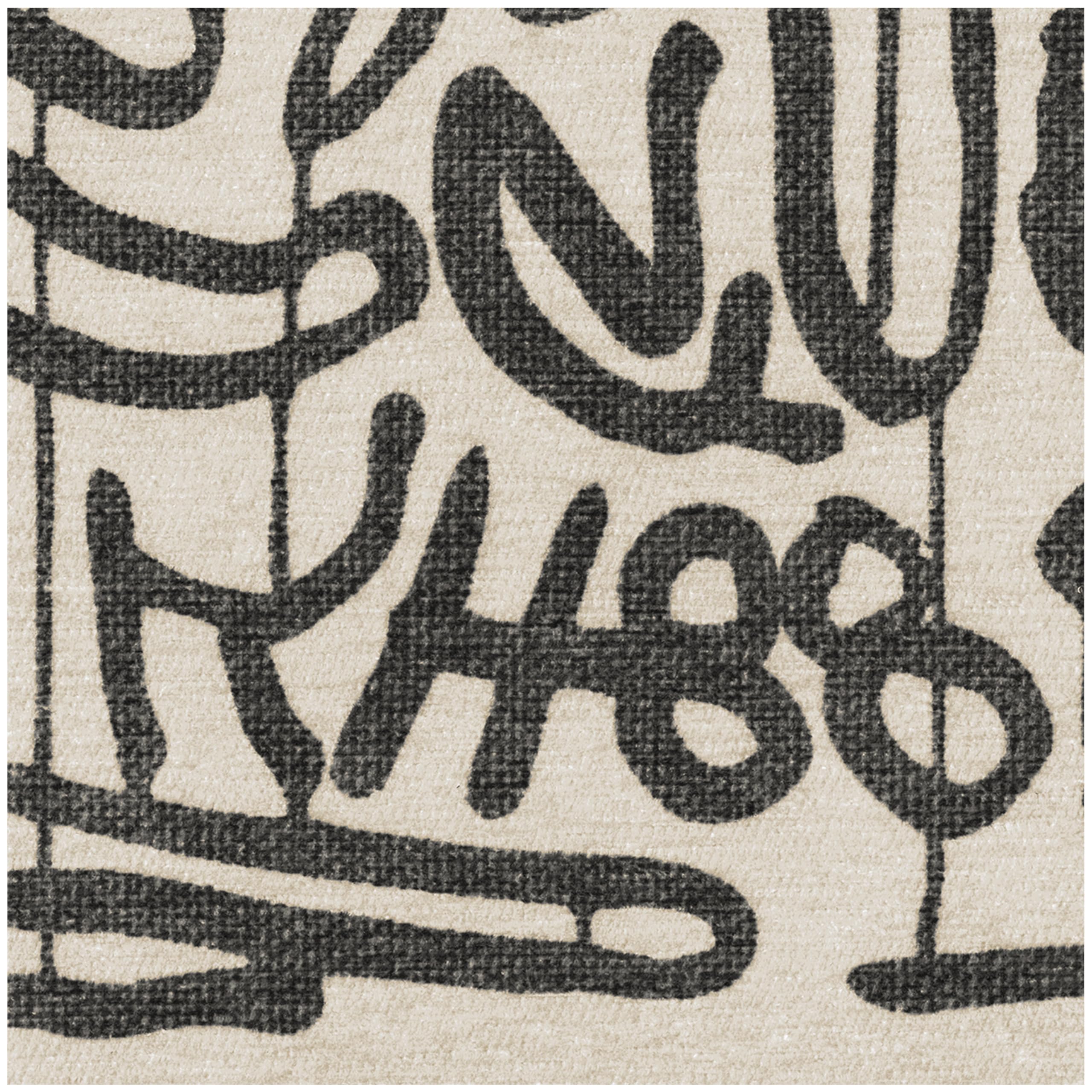Ruggable x Keith Haring Washable 6x9 Area Rug - Freestyle Black & Ivory Non-Slip Rug | Premium Washable Rug for Living Room, Bedroom, Kitchen, Office & Classroom | Modern Home Decor with Gripper Pad for Safety & Style