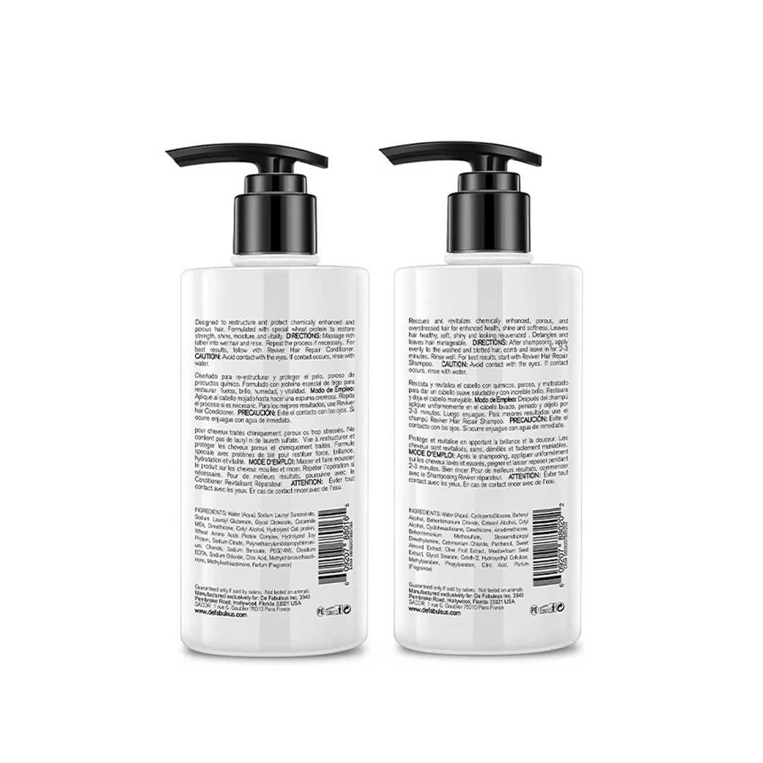 DE FABULOUS | Hair Repair Shampoo & Conditioner Set for Damaged Hair - Sulfate Free, Keratin Enriched, Color Safe - Perfect for Dry, Frizzy & Chemically Treated Hair at Home or Salon Use