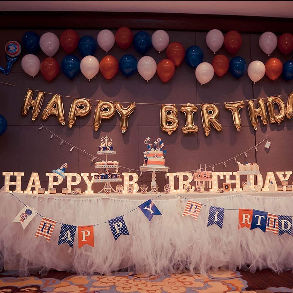 White LED Alphabet Marquee Letter Lights with Diamond Bulbs - Happy Birthday Sign for Wedding, Party, Christmas & Home Bar Decor (2AA Battery Powered) | Perfect for Romantic Proposals, Anniversary Celebrations & Festive Events