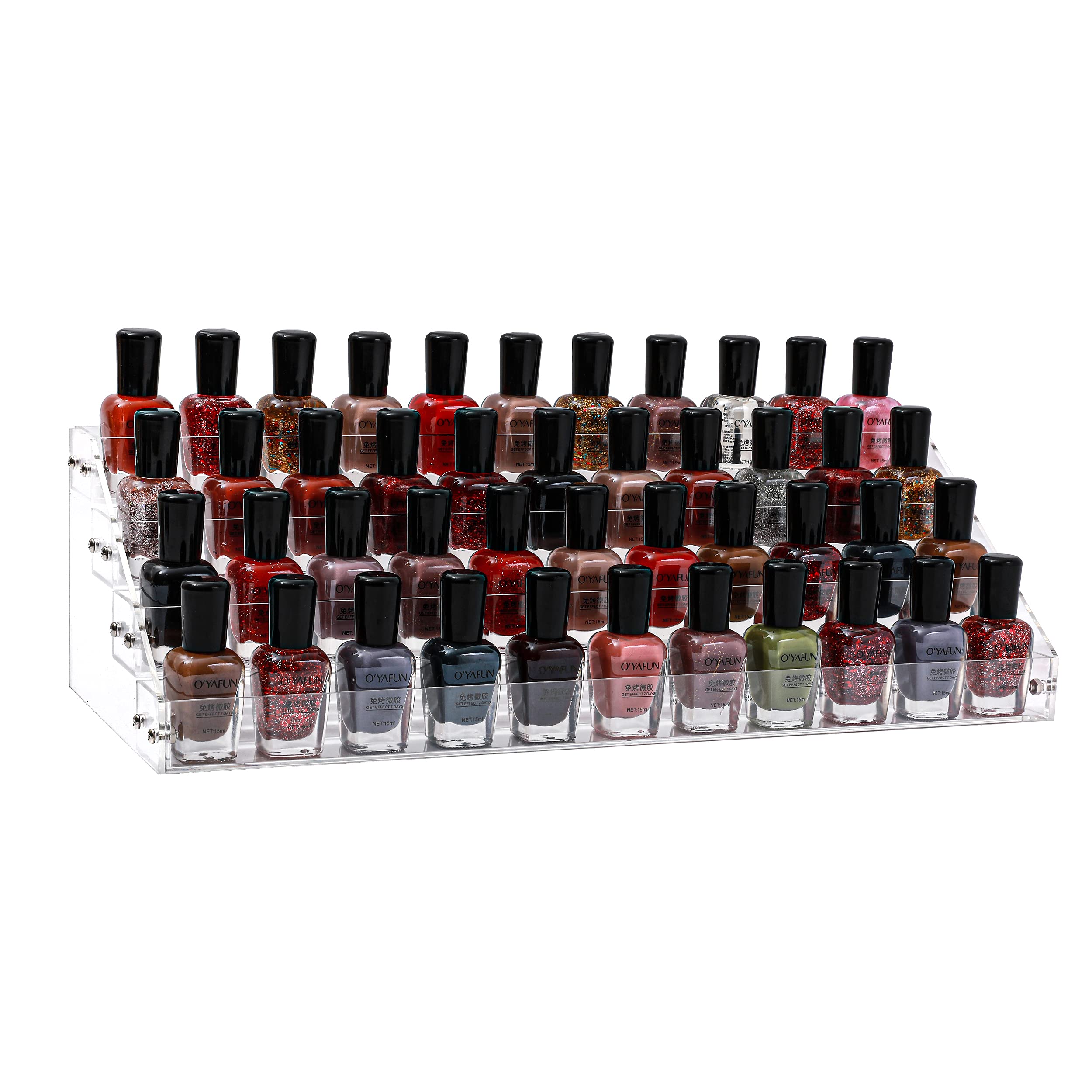 Clear 4-Layer Nail Polish Organizer for Salon & Home - Holds 44 Bottles of Essential Oil, Gel Polish & More - Perfect for Nail Studios, Tattoo Shops & Countertop Decor