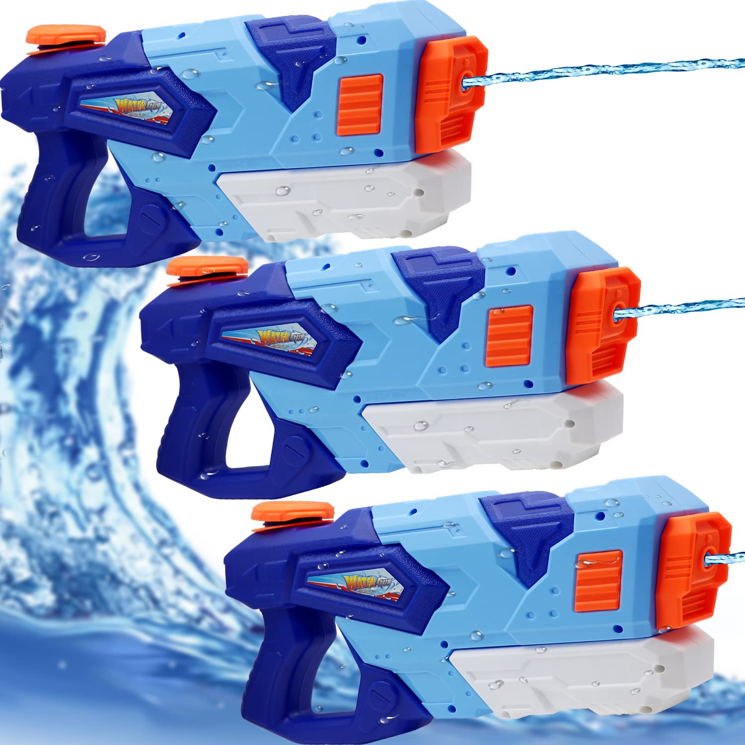 3 Pack 800cc Super Soaker Water Guns for Kids & Adults - Long Range Squirt Blasters for Outdoor Summer Water Battles, Pool Parties & Backyard Fun