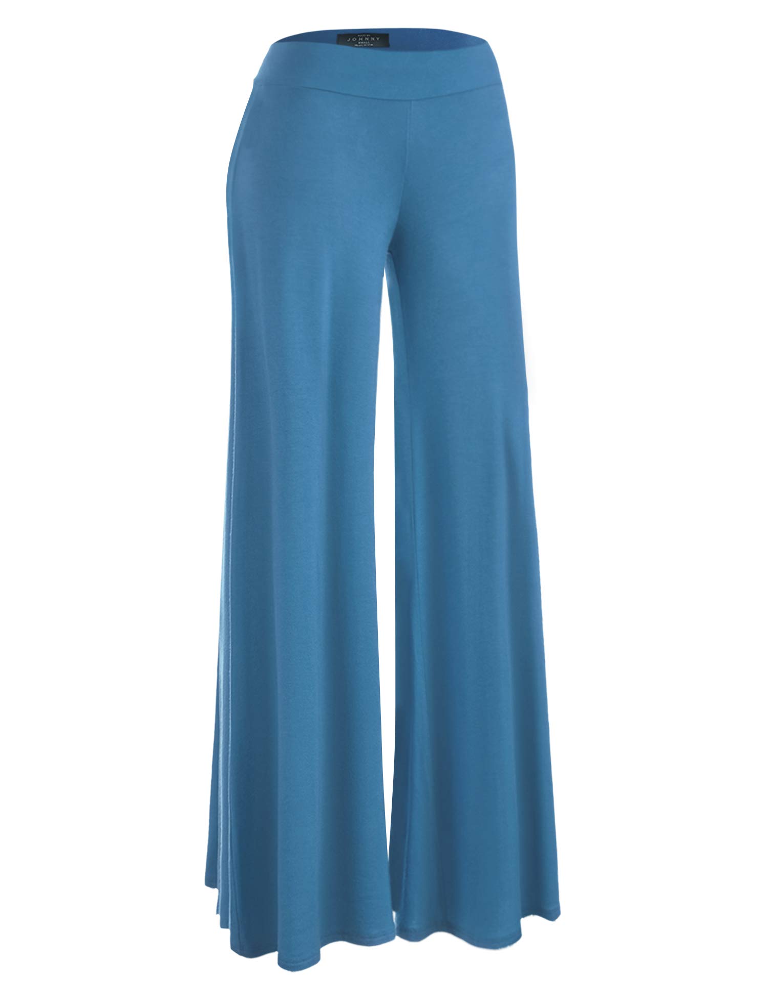 Johnny Women's Solid Wide Leg Palazzo Pants - Stretchy, Comfy & Casual Lounge Wear for Relaxing at Home, Yoga, or Travel