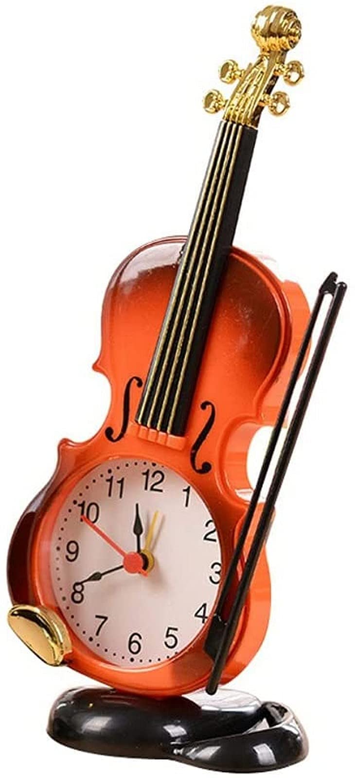 Vintage Handmade Violin Alarm Clock - Unique Quartz Desk Clock for Home, Office & Bedside Decor - Perfect Gift for Students & Music Lovers (Red) - Ideal for Bedrooms, Study Rooms & Workspaces