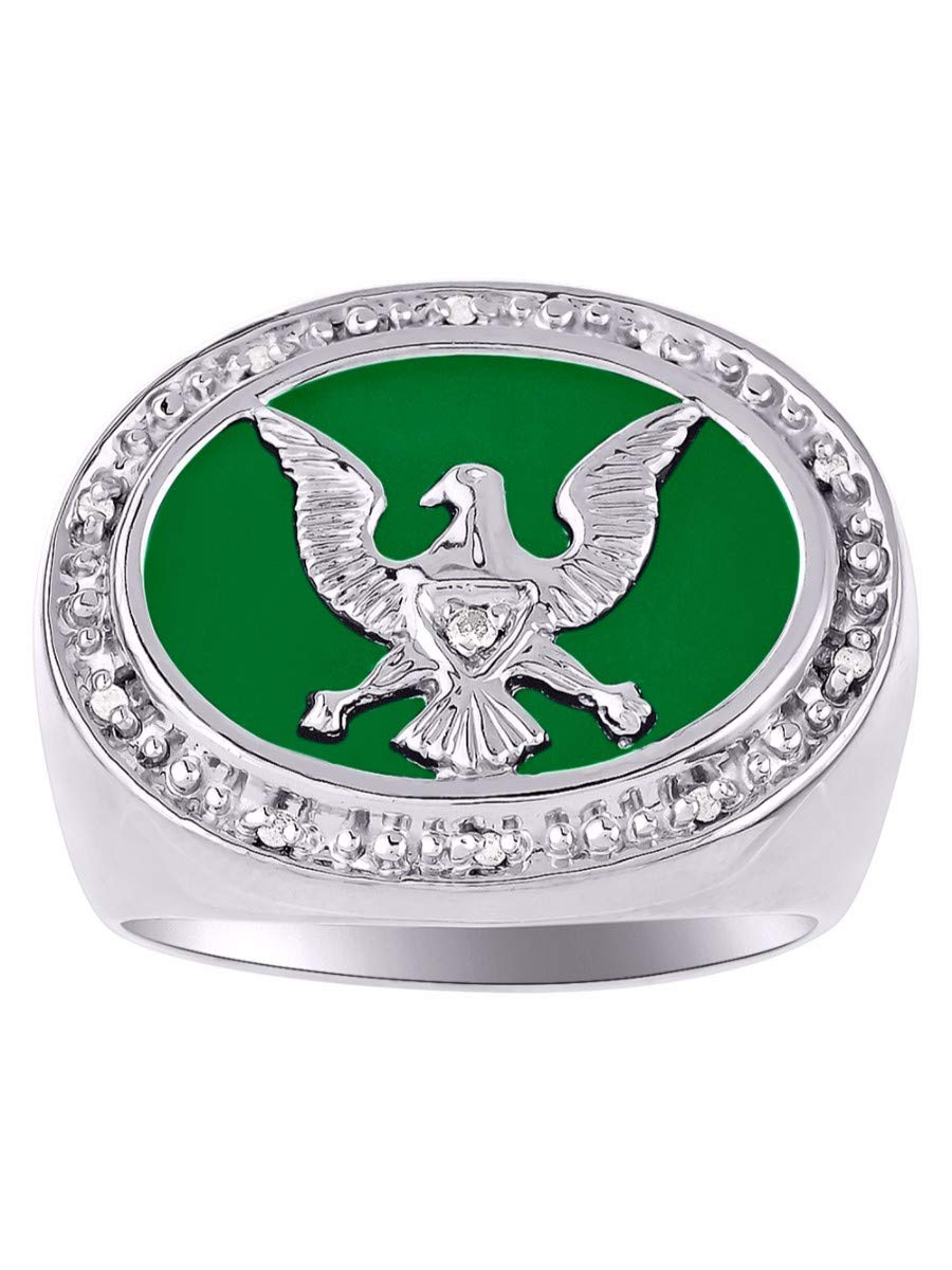 Rylos Men's Sterling Silver Patriotic Eagle USA Ring with Diamonds & Onyx/Quartz/Tiger Eye - Size 8-13 | Elegant Designer Jewelry for Men, Perfect for Weddings, Gifts & Patriotic Events