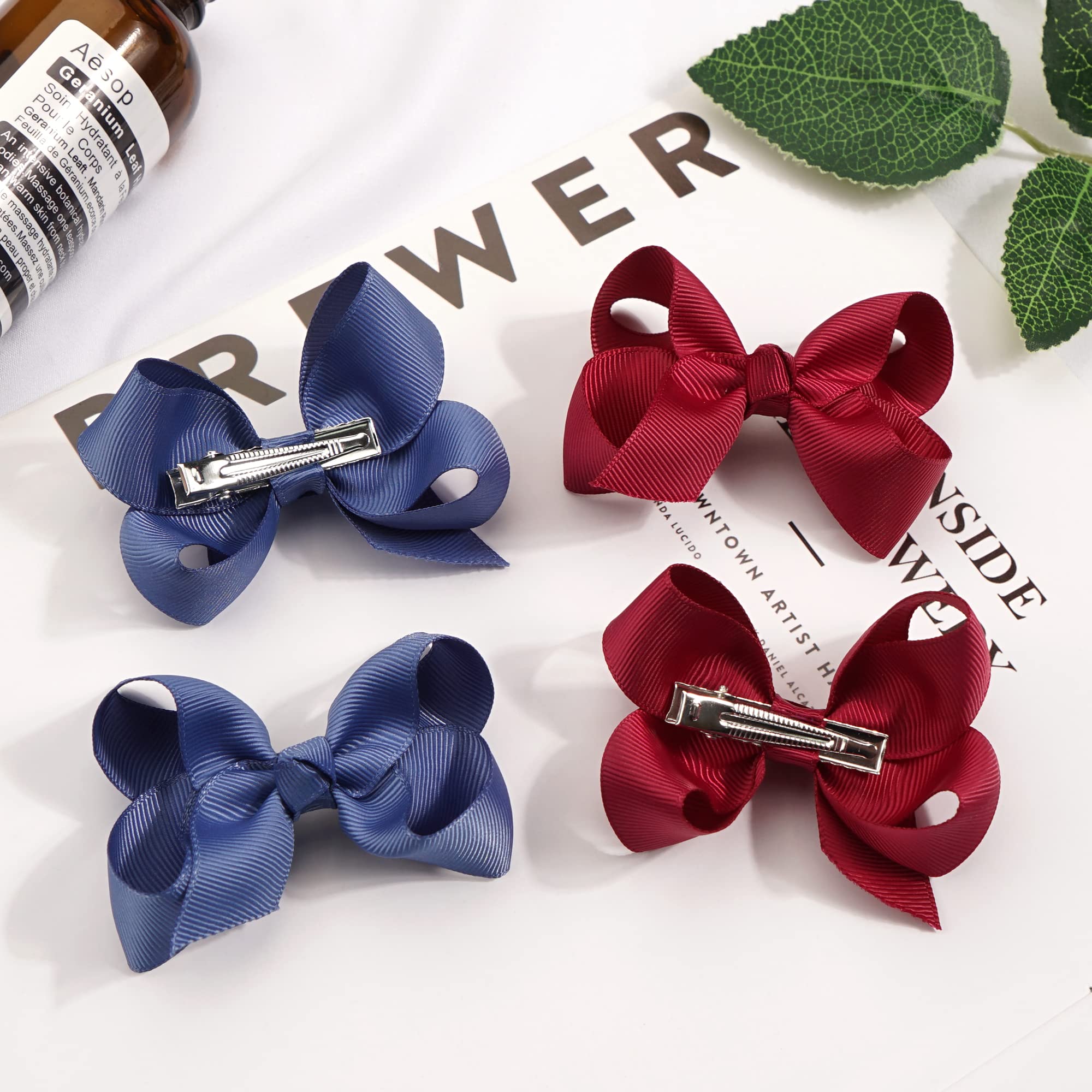 JOYOYO 40 Pcs Hair Bows for Toddlers Girls - Hair Clips & Ribbon Bows for Kids (3 Inch) - Perfect for Parties & School