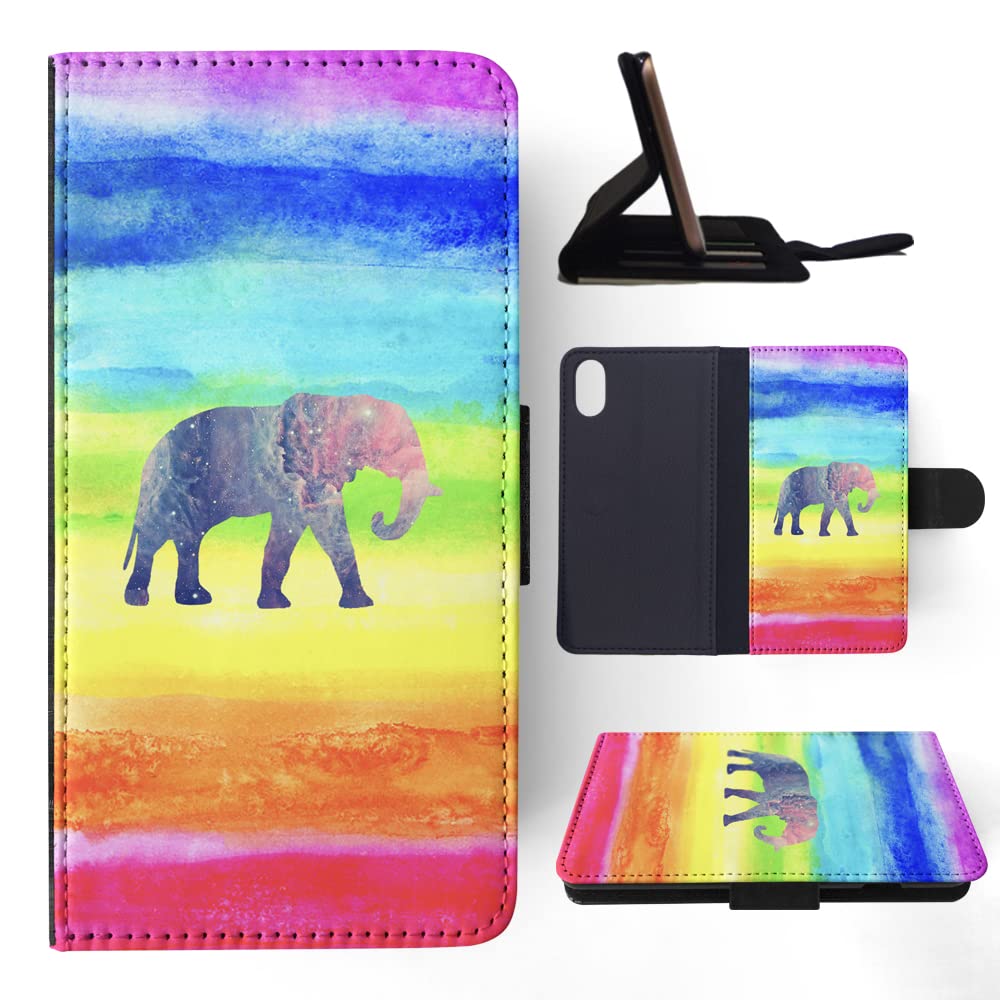 African Tribal Aztec Elephant #41 Flip Wallet Phone Case for Apple iPhone X & iPhone Xs - Stylish Protective Cover with Card Slots for Everyday Use