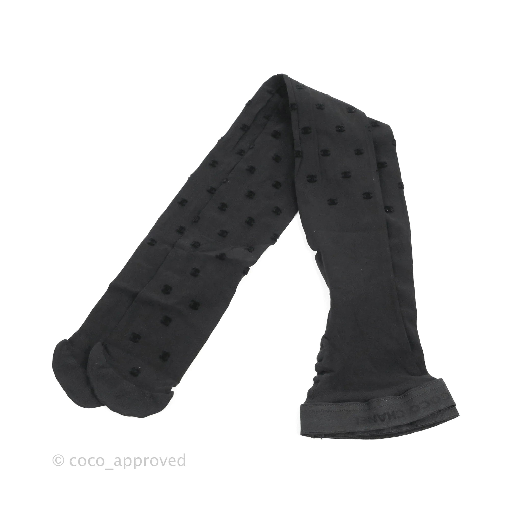 Chanel CC Logo Black Tights for Women - Size Small | Luxury Hosiery for Evening Wear, Office & Special Occasions