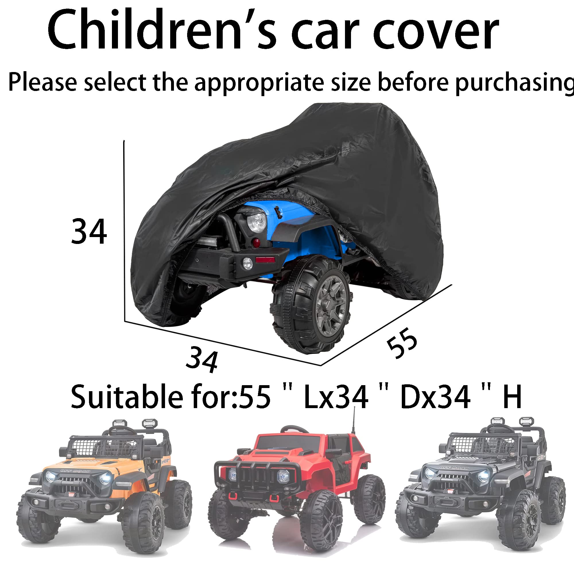 Kids Ride On Toy Car Cover - Heavy-Duty 600D Waterproof Oxford Fabric - Universal Fit All-Weather Protection for Electric Toy Vehicles - Perfect for Outdoor Storage, Rain Protection & Dust Prevention