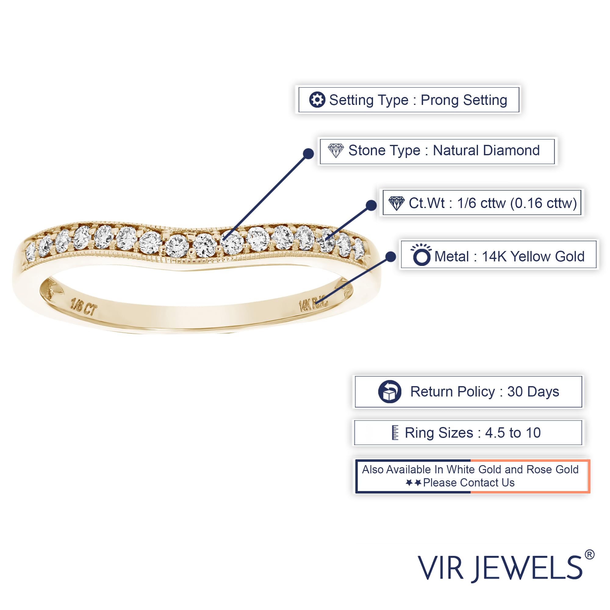 0.16 cttw to 0.50 cttw Diamond Wedding Band for Women - 14K Gold Contour Wave Round Diamond Engagement Ring, Prong Set (Size 4.5-10) | Perfect for Anniversary Gifts, Bridal Jewelry & Special Occasions