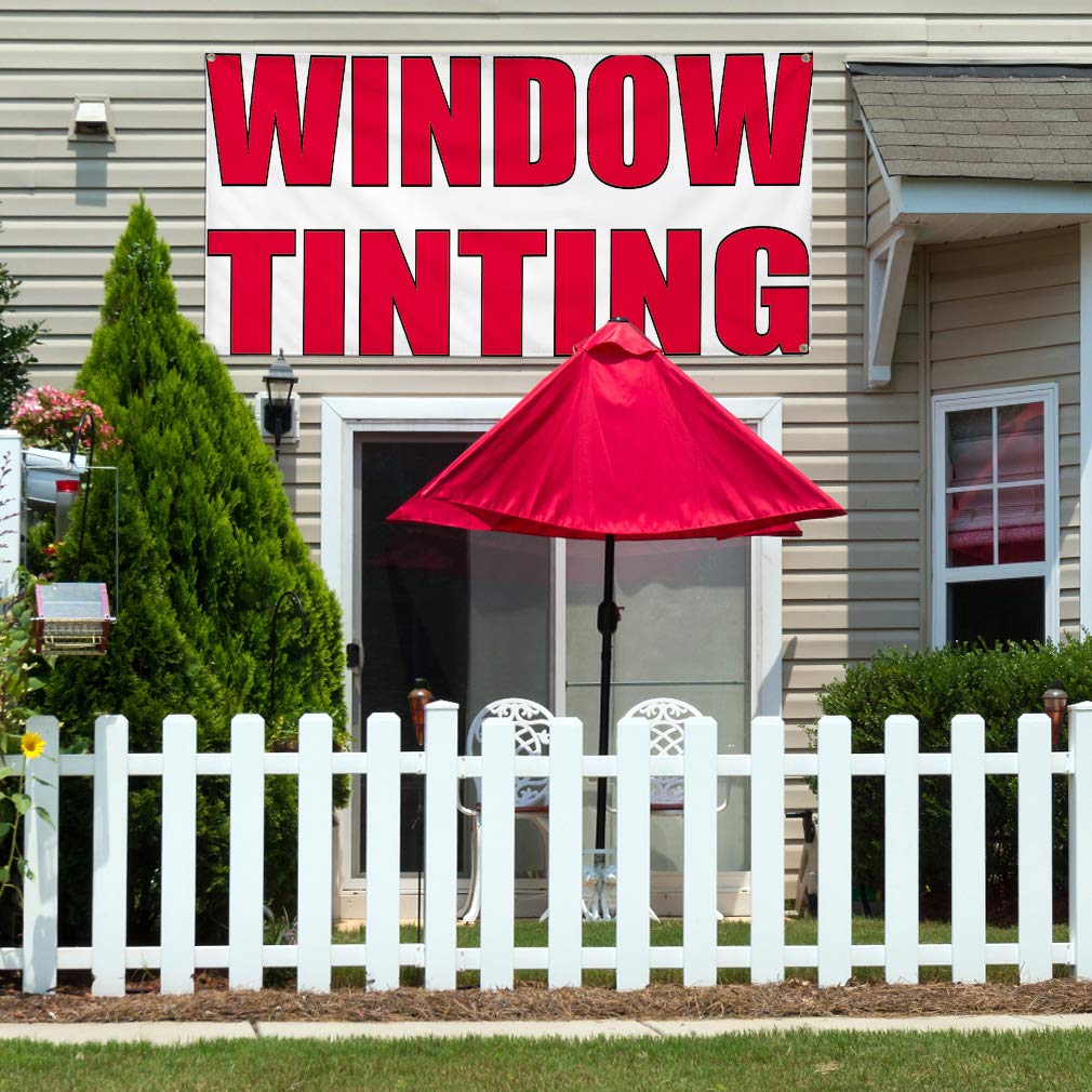 Vinyl Banner - 48x96 Inches with 8 Grommets | Weatherproof Outdoor Advertising Sign for Automotive, Window Tinting & Industrial Use | Perfect for Yard Signs, Business Promotion & Events