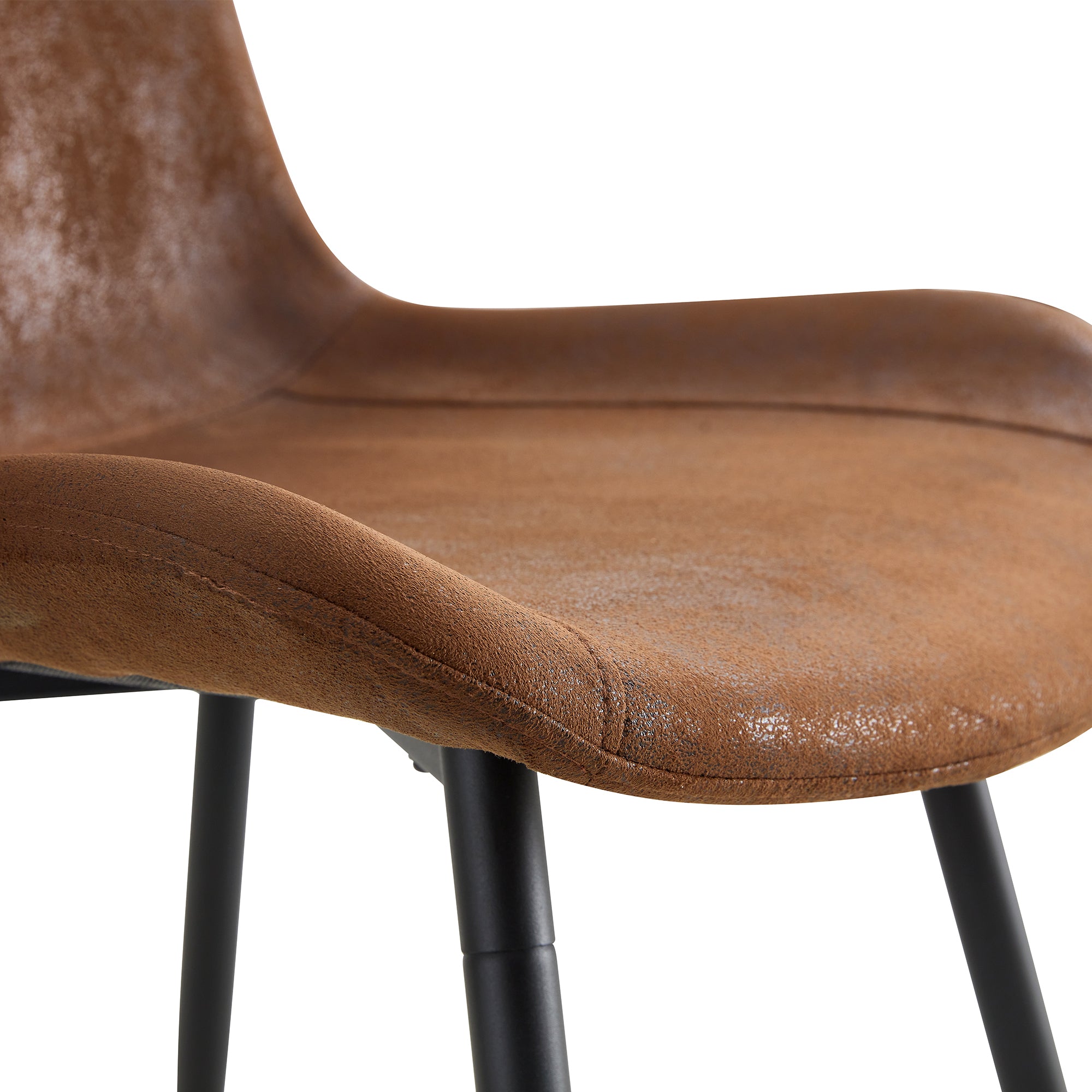 Premium Brown Suede Dining Chair with Black Metal Legs - Ergonomic Curved Cushion Design for Ultimate Comfort - Perfect for Restaurants, Kitchens, Bedrooms & Offices - Set of 6 Modern Chairs for Home and Commercial Use