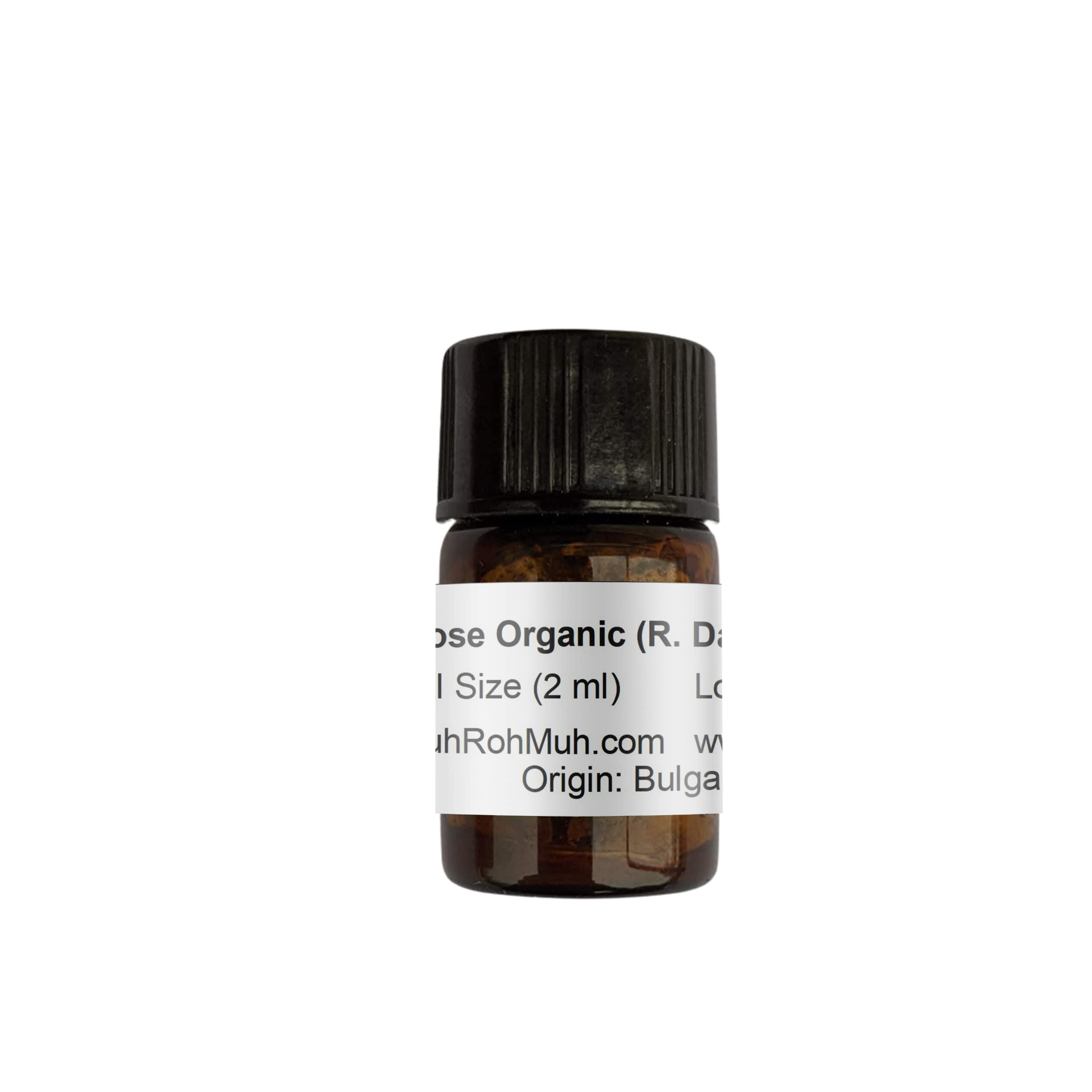 Organic USDA Certified Rose Essential Oil (2ml) - 100% Pure Bulgarian Rose Oil for Aromatherapy, Skincare & Relaxation