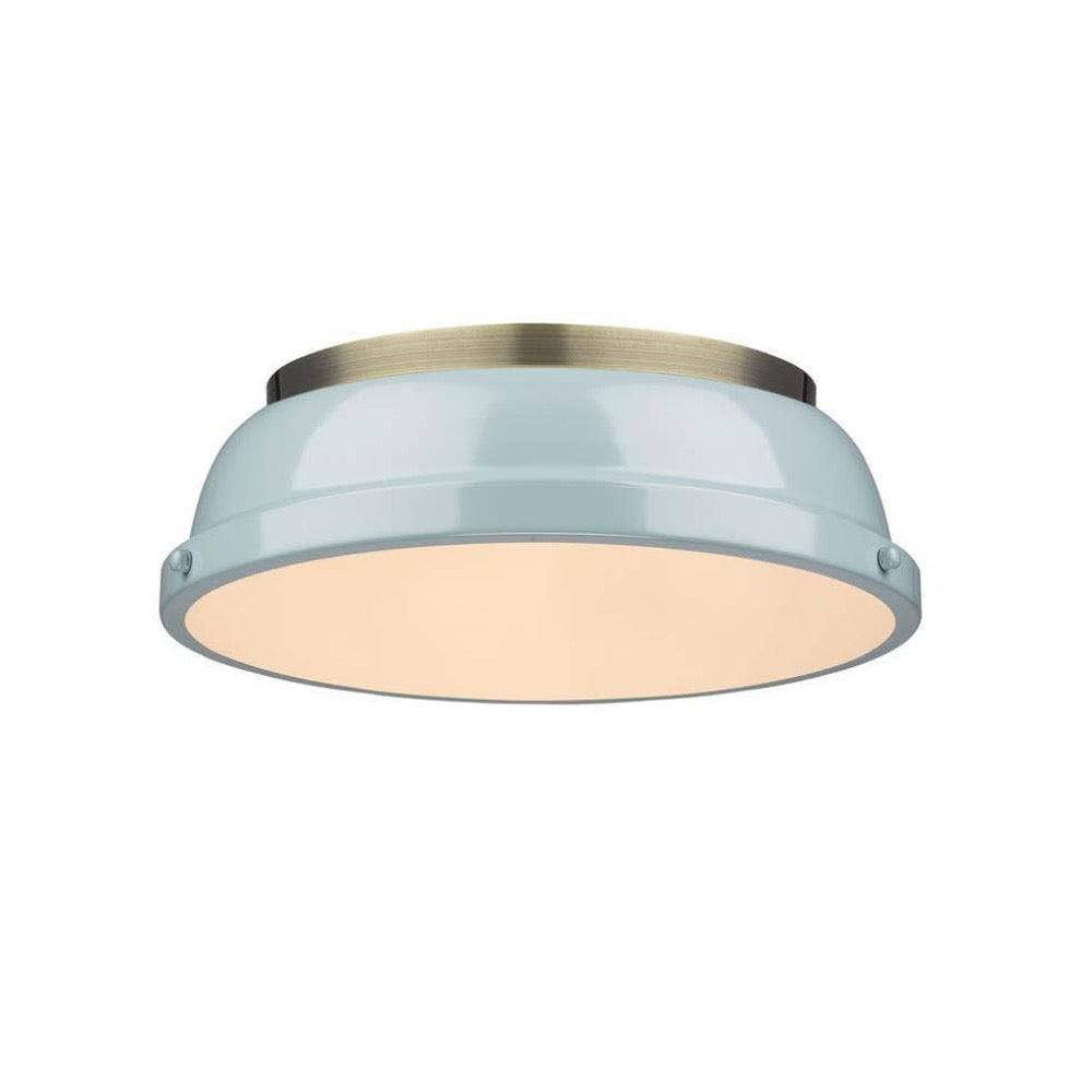Elm 14 Inch Flush Mount Ceiling Light in Aged Brass - Vintage Style Lighting for Bedroom, Kitchen, or Hallway