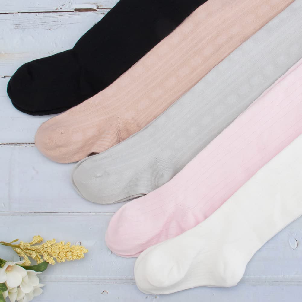 Baby Girls Cable Knit Tights - Warm Winter Toddler Leggings with Non-Slip Footed Design | Soft Solid Knit Pants for Dance & Play | Perfect for Cold Weather Outfits and Indoor Activities