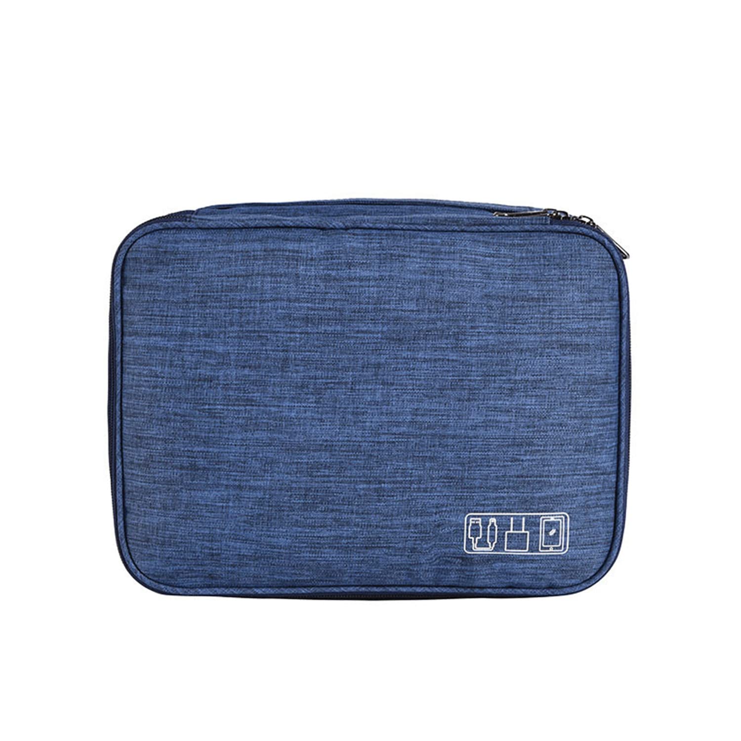 Colorstyle 3-Layer Electronics Organizer Travel Bag for iPad Mini, Kindle, Hard Drives, Cables, Chargers & Game Cards - Navy Blue | Perfect for Travel, Office & Home Organization