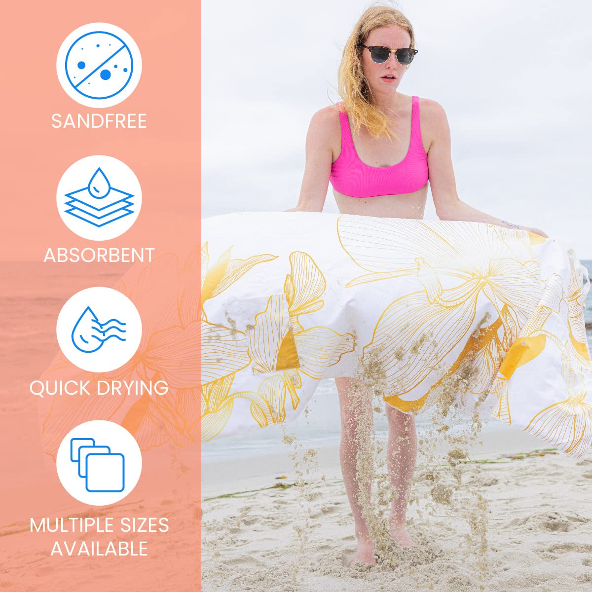 Modern Comfort Towel Wrap - Ultra Soft Microfiber Beach Towel, Blanket & Adjustable Coverup | Quick Drying & Sand Free | Sizes S/M/L | Perfect for Beach, Pool, Yoga & Travel