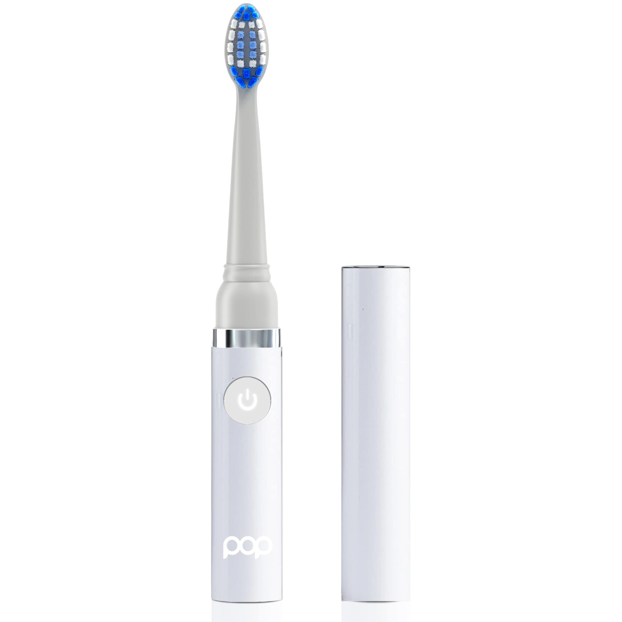 **Pop Sonic Electric Toothbrush for Kids & Adults - White Travel Toothbrush with AAA Battery, 2 Speed Modes (15,000-30,000 RPM), Dupont Nylon Bristles - Perfect for Home, Travel & Daily Oral Care**