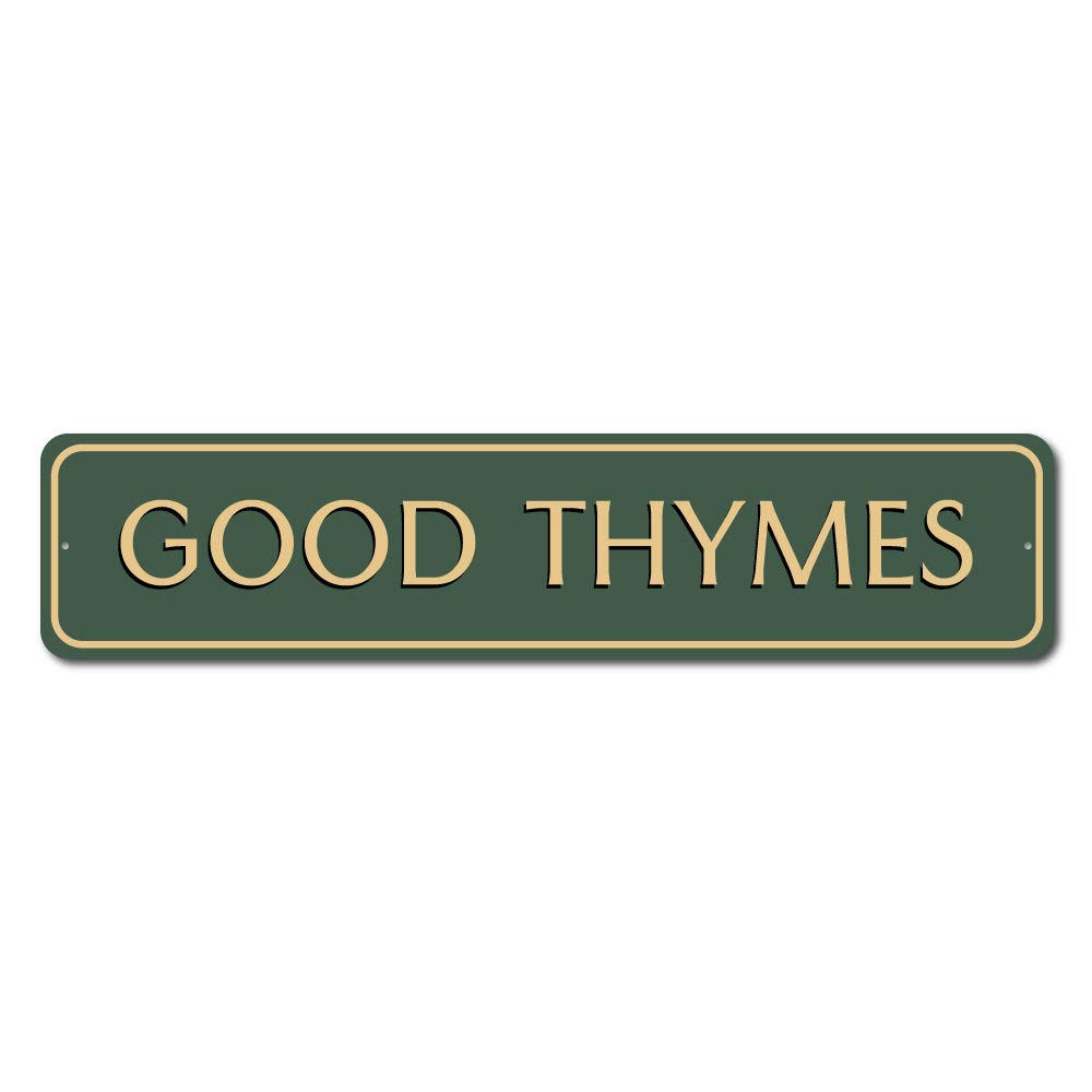 Good Thymes Sign - Rustic Herbs Garden Decor, 4x18 Inch Wooden Plaque for Kitchen, Farmhouse, or Outdoor Garden - Perfect Gift for Garden Lovers