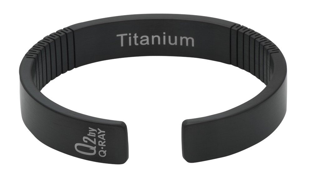 QRAY Q2 Black Titanium Golf & Athletic Bracelet for Men & Women - 100% Pure Titanium C-Shaped Wellness Bracelet - Improve Performance & Recovery for Golf, Running & Fitness