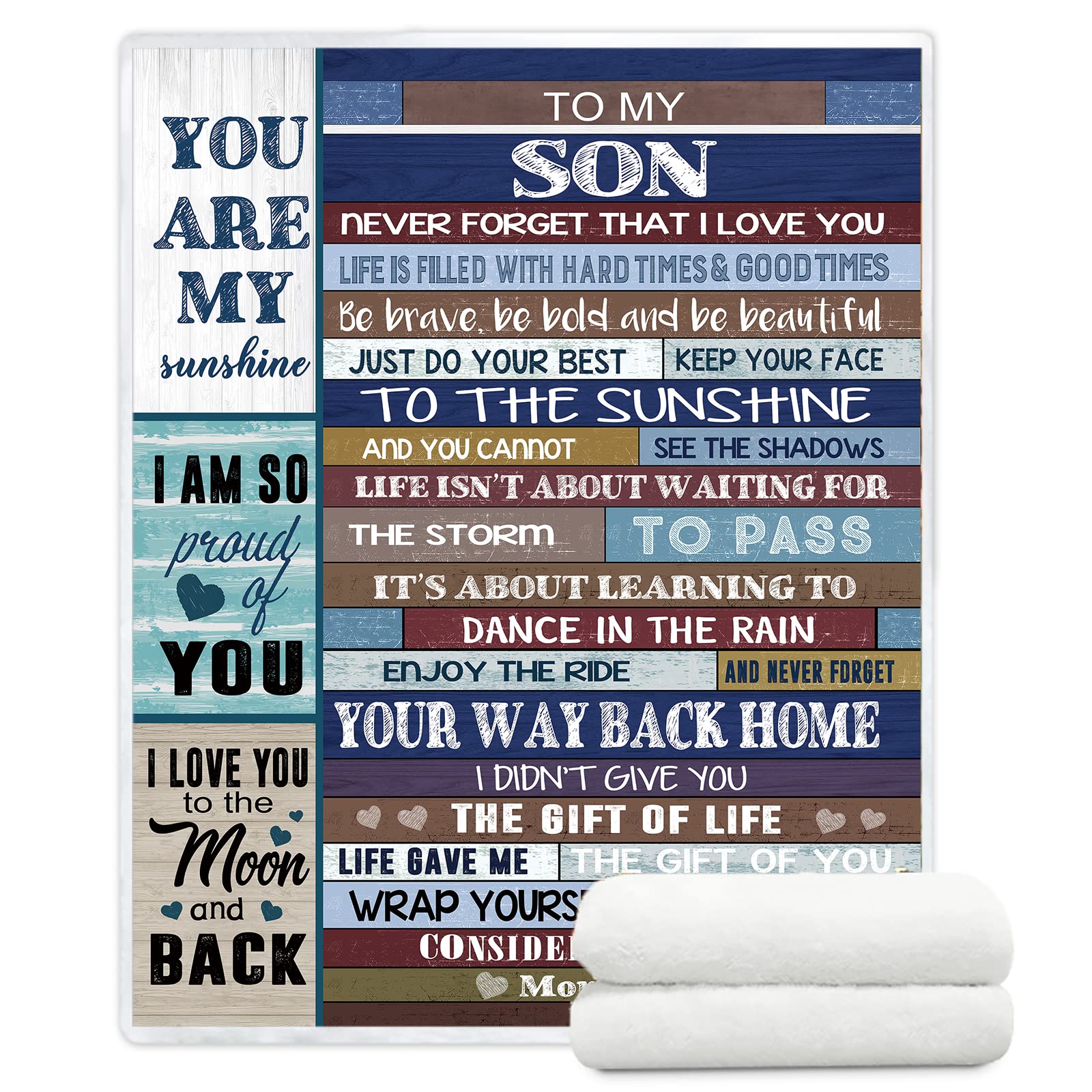 Personalized Sherpa Throw Blanket for Son - Soft & Warm Gift from Mom & Dad | Birthday Present with Heartfelt Message | Cozy Blanket for Bedroom, Couch & Travel