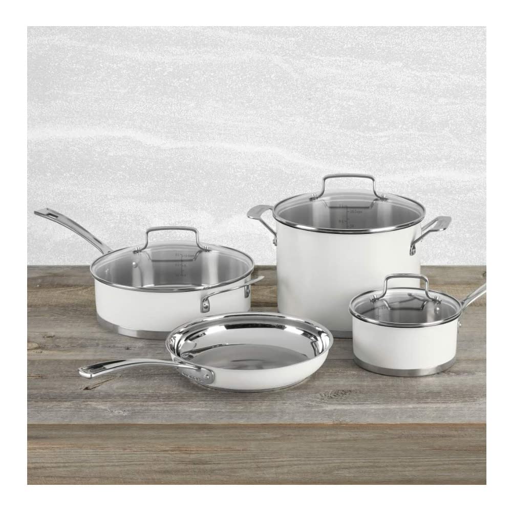 Cuisinart MW89-11 11-Piece Matte White Cookware Set - Nonstick Kitchen Pots and Pans for Cooking, Baking & Serving | Perfect for Home Chefs & Family Meals