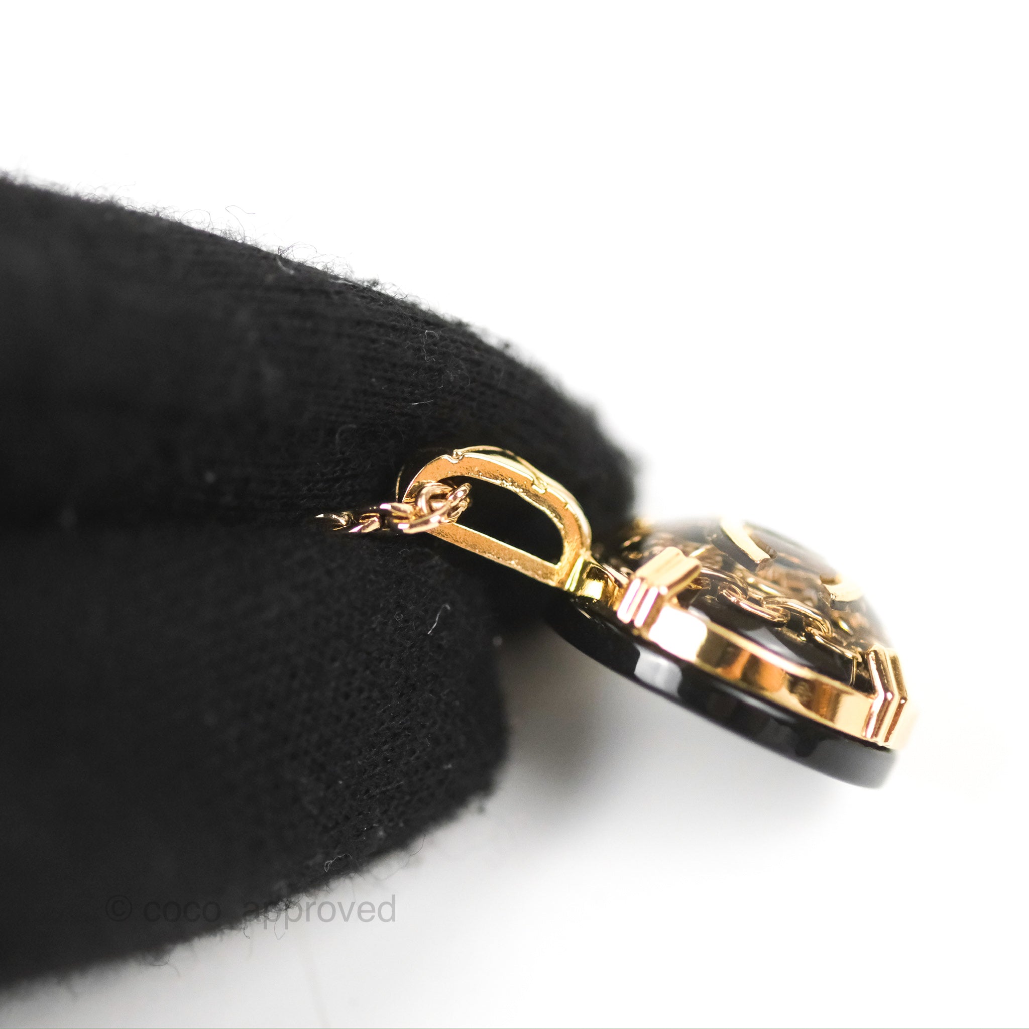 Chanel CC Resin Black Necklace Gold Tone 22A - Elegant Fashion Jewelry for Women | Perfect for Parties, Weddings & Special Occasions