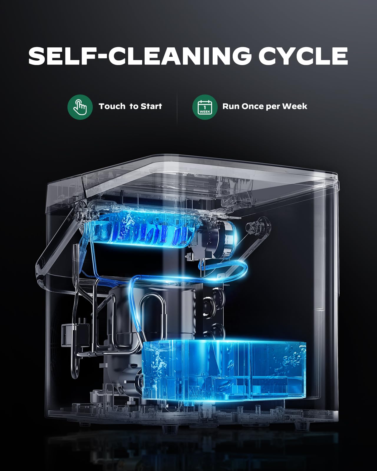 Silonn Countertop Ice Maker - 9 Cubes in 6 Minutes, 2.5L Expandable Ice Basket, Self-Cleaning with LED Touch Control, 2 Ice Size Options - Perfect for Home, Kitchen, Office, RV & Outdoor Entertaining