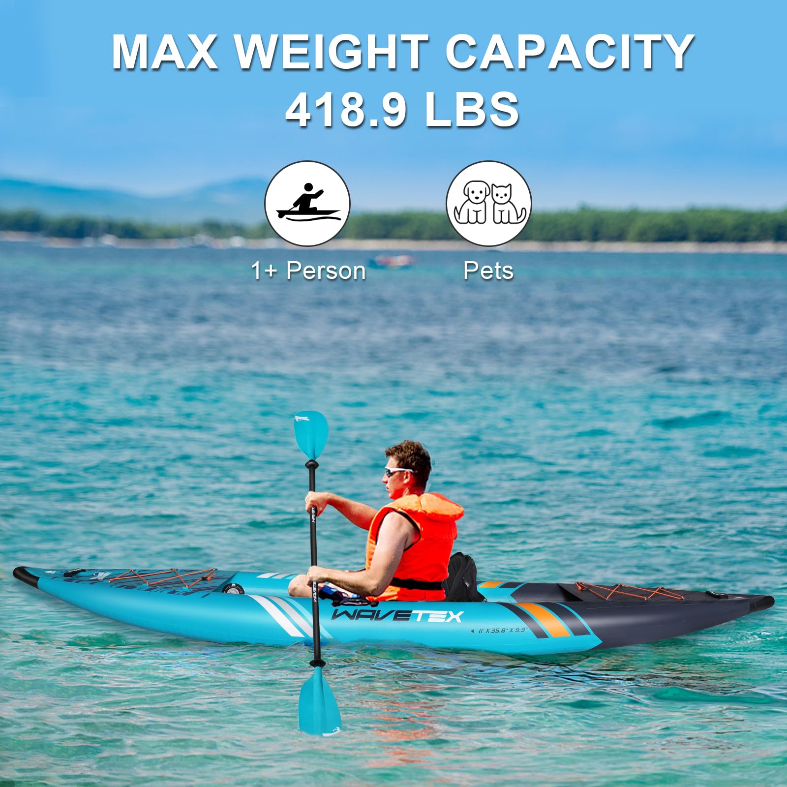 Inflatable Kayak for Adults - Lightweight, Durable & Foldable Blow Up Kayak for Rivers, Lakes & Coastal Waters | Perfect for Camping, Fishing & Water Sports Adventures