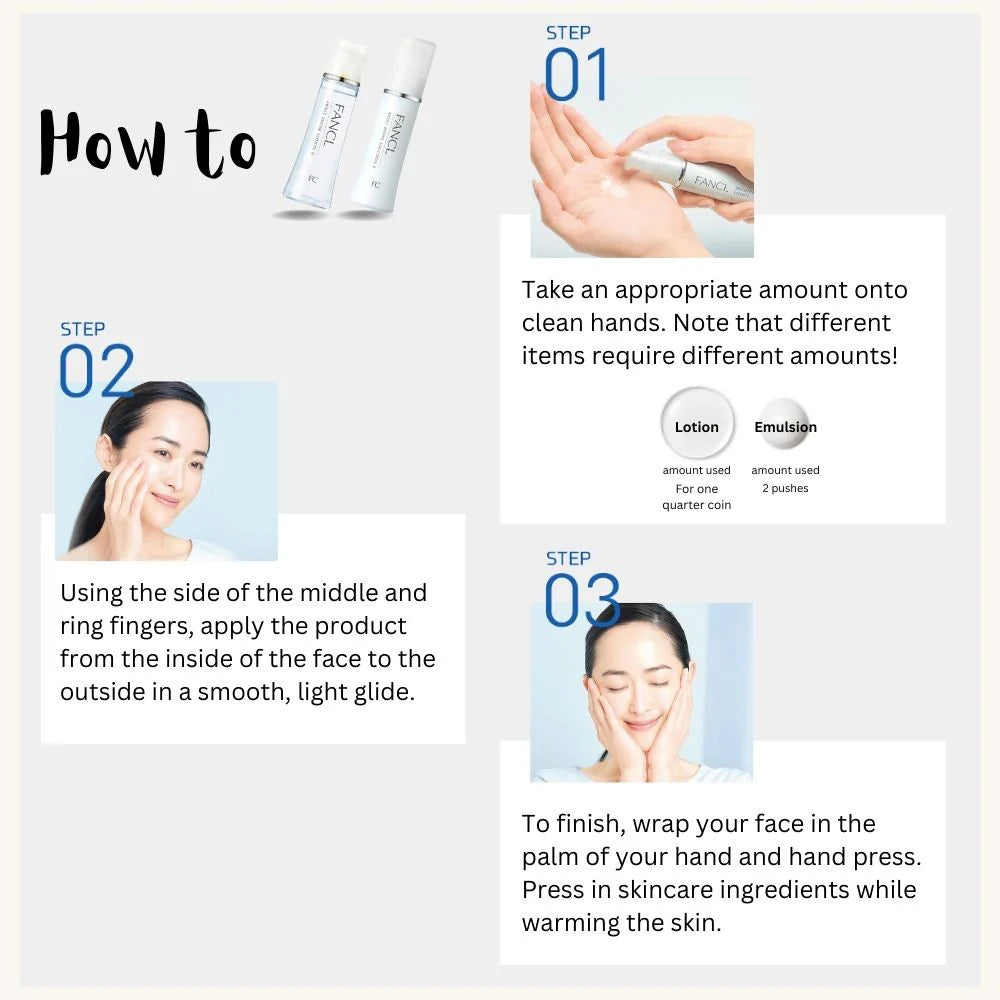 FANCL Complete Skincare Set - Cleanser, Toner, Moisturizer & Serum for Radiant Skin | Daily Anti-Aging Routine for Women | Perfect for Morning & Night Skincare Regimen