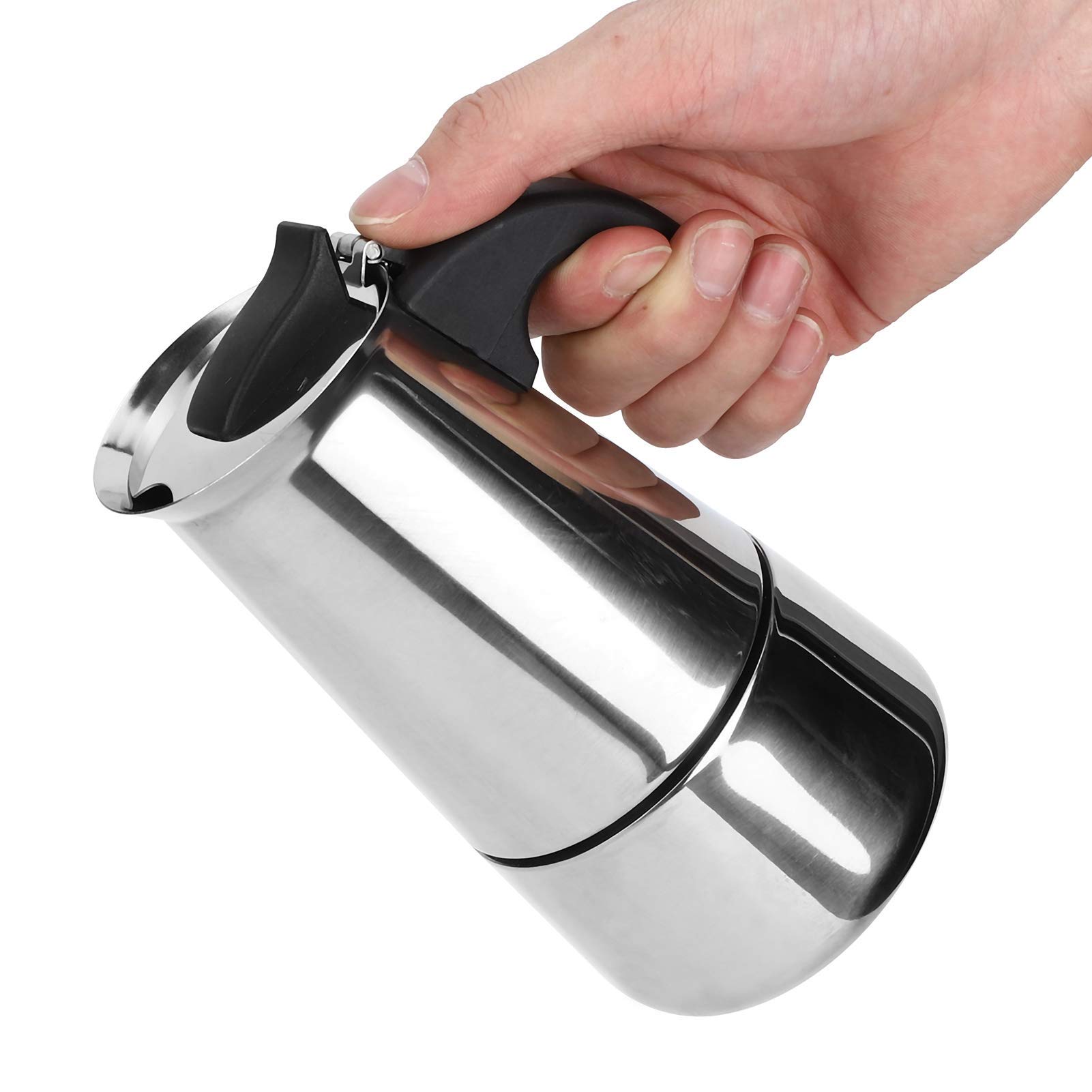 OUKENS 4-Cup Stovetop Espresso Maker - 200ml Italian Moka Pot Coffee Maker, Stainless Steel Percolator for Home & Kitchen - Perfect for Espresso, Camping & Gifts | Induction Compatible Coffee Kettle