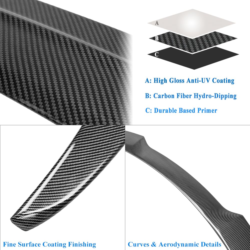 Carbon Fiber Trunk Spoiler Wing for Tesla Model 3 (2017-2023) - FS Type Hydro-Dipping Design - Enhance Style & Aerodynamics - Perfect for Car Enthusiasts & Street Racing