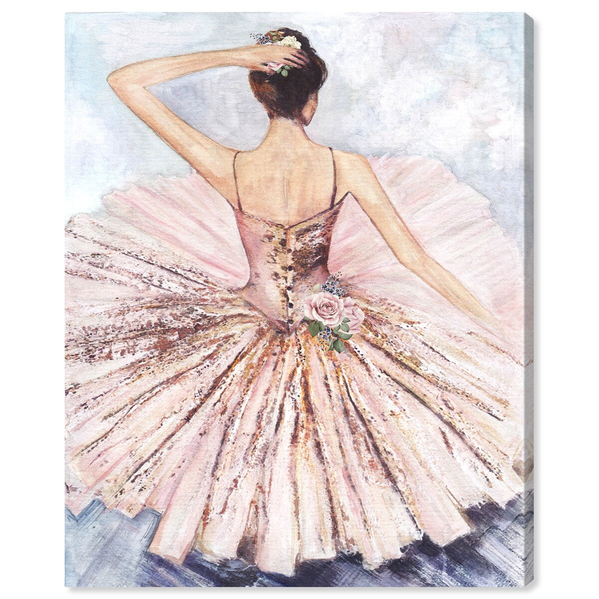 Ballet Dancer Tutu Wall Art - Pink Roses Inspired Canvas Print for Living Room, Bedroom & Nursery Decor | Elegant Ballet Home Decor