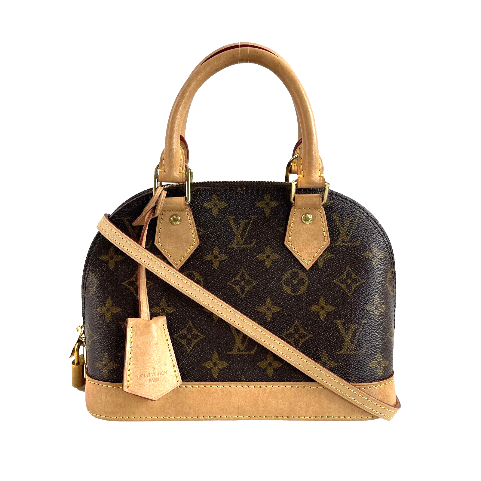 Authentic Louis Vuitton LV Alma BB Monogram Handbag - Brown Leather Top Handle Bag with Adjustable Shoulder Strap | Perfect for Work, Travel & Everyday Luxury Fashion Accessory