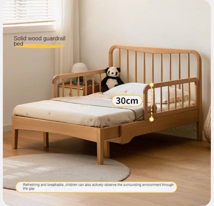 Solid Wood Whispering Telescopic Bed - Beech & Oak - Expandable Bed Frame for Small Spaces, Guest Rooms & Kids' Bedrooms