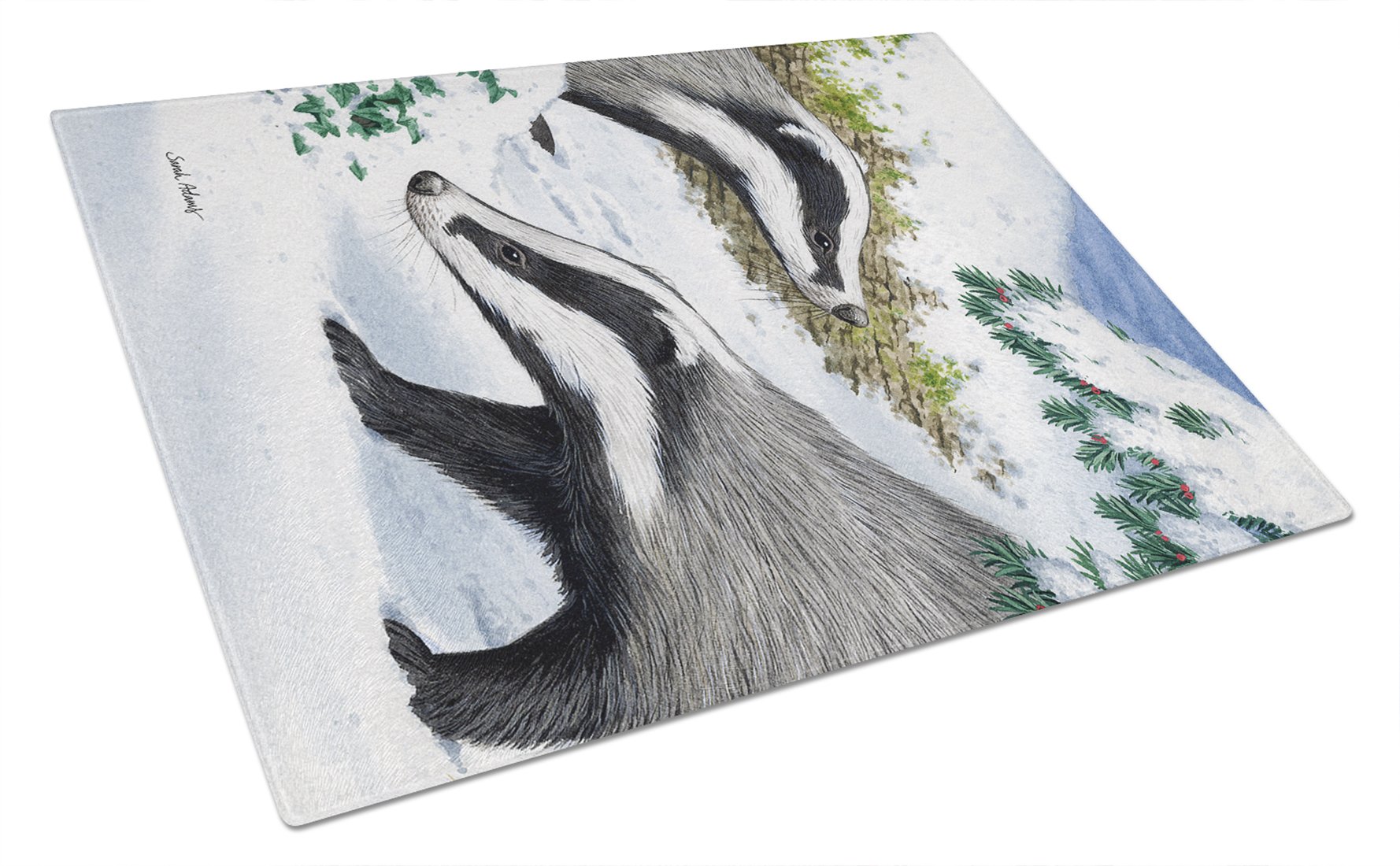 Badgers Look Here Large Decorative Tempered Glass Cutting Board - 12x18 Inch Kitchen Chopping & Serving Board with Non-Slip Base - Perfect for Food Prep, Charcuterie Displays & Home Decor
