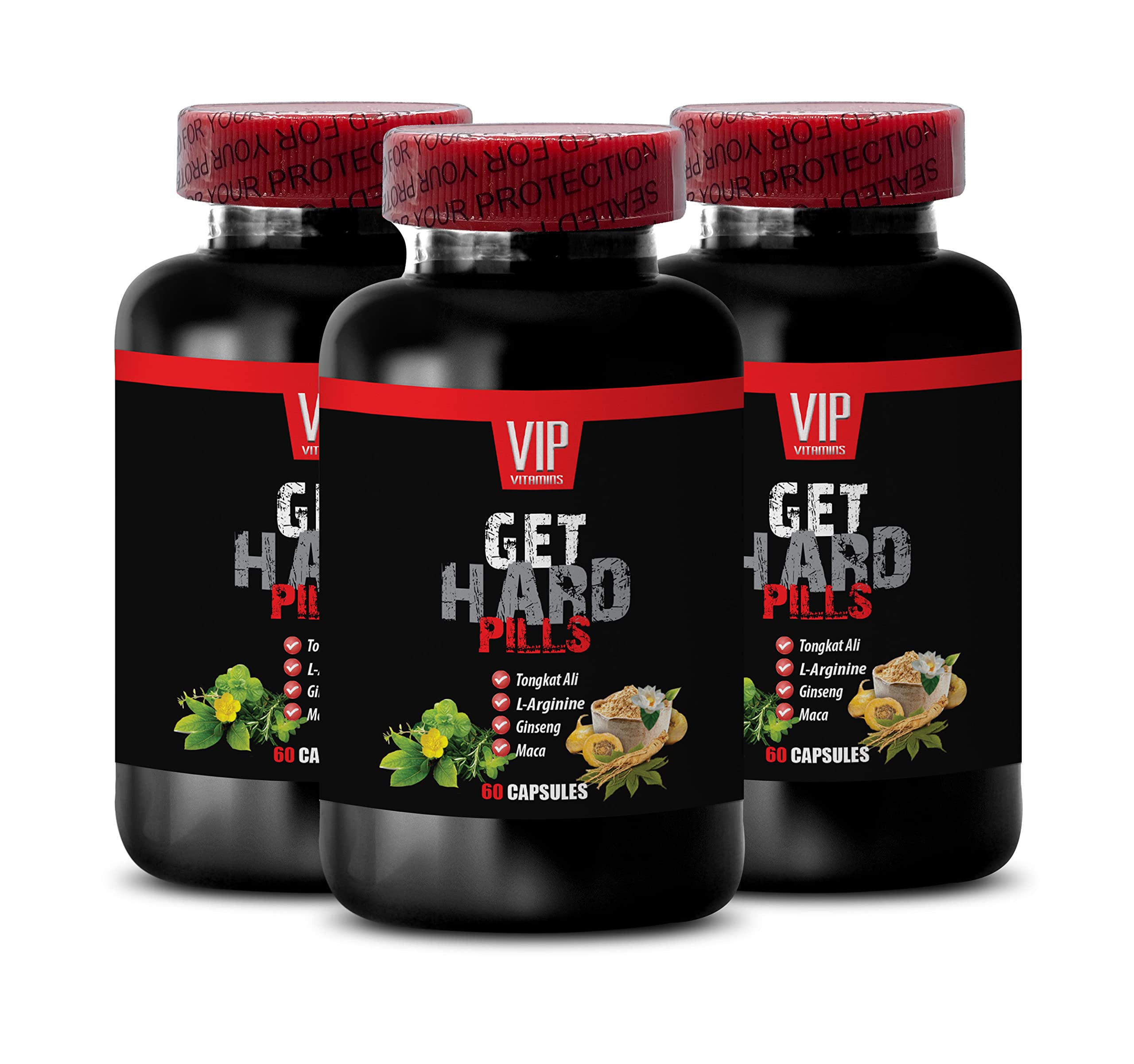 Tribulus Terrestris with Maca - Natural Hard Pills for Men's Vitality - 180 Capsules (3 Bottles) - Boost Energy, Stamina & Performance for Gym, Workouts & Intimate Moments