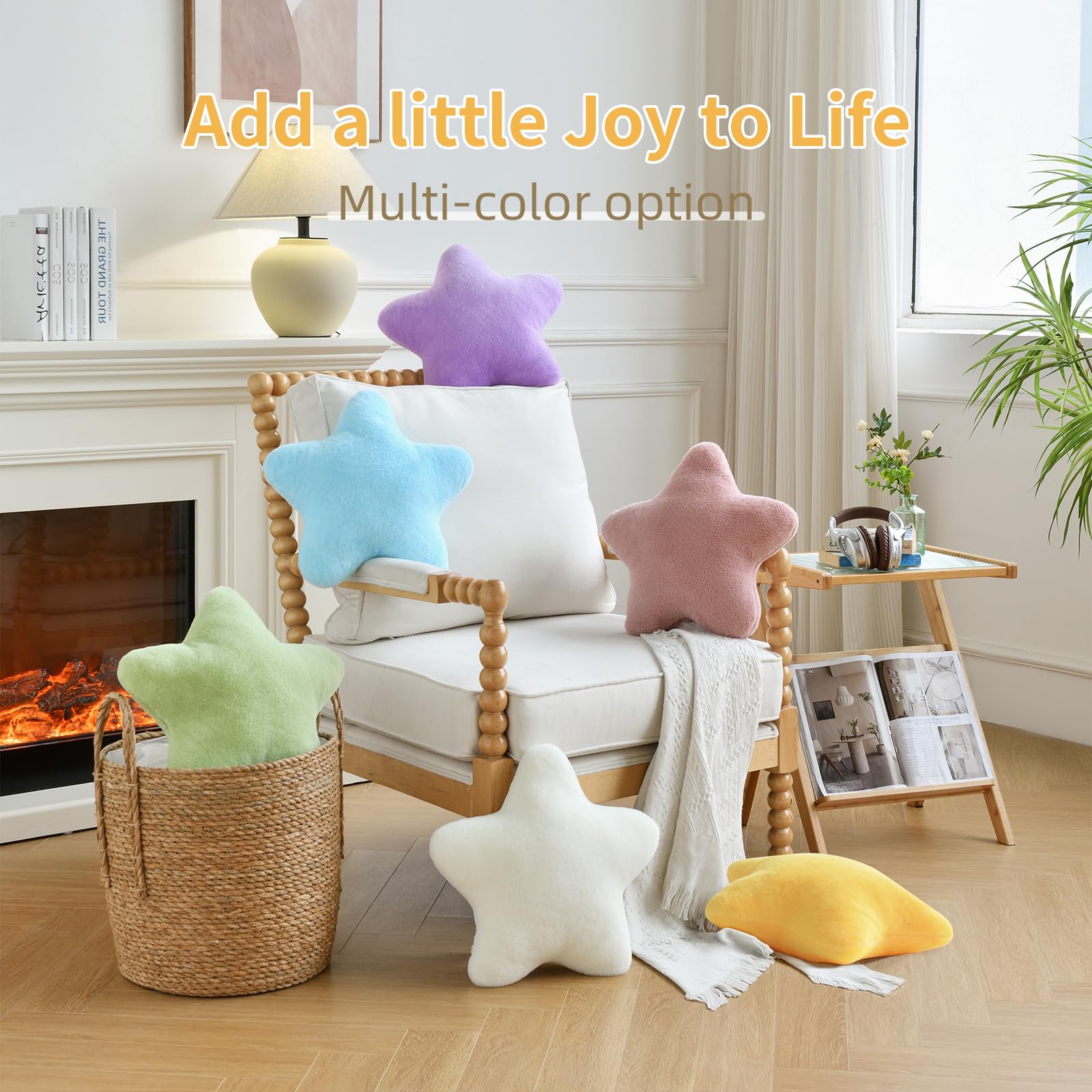 Soft Star Plush Pillow - Cute Blush Throw Cushion for Bedroom, Sofa & Chair Decor - 15.7 Inch Cozy Bolster Pillow - Perfect for Nursery, Living Room & Dorm Room Decor