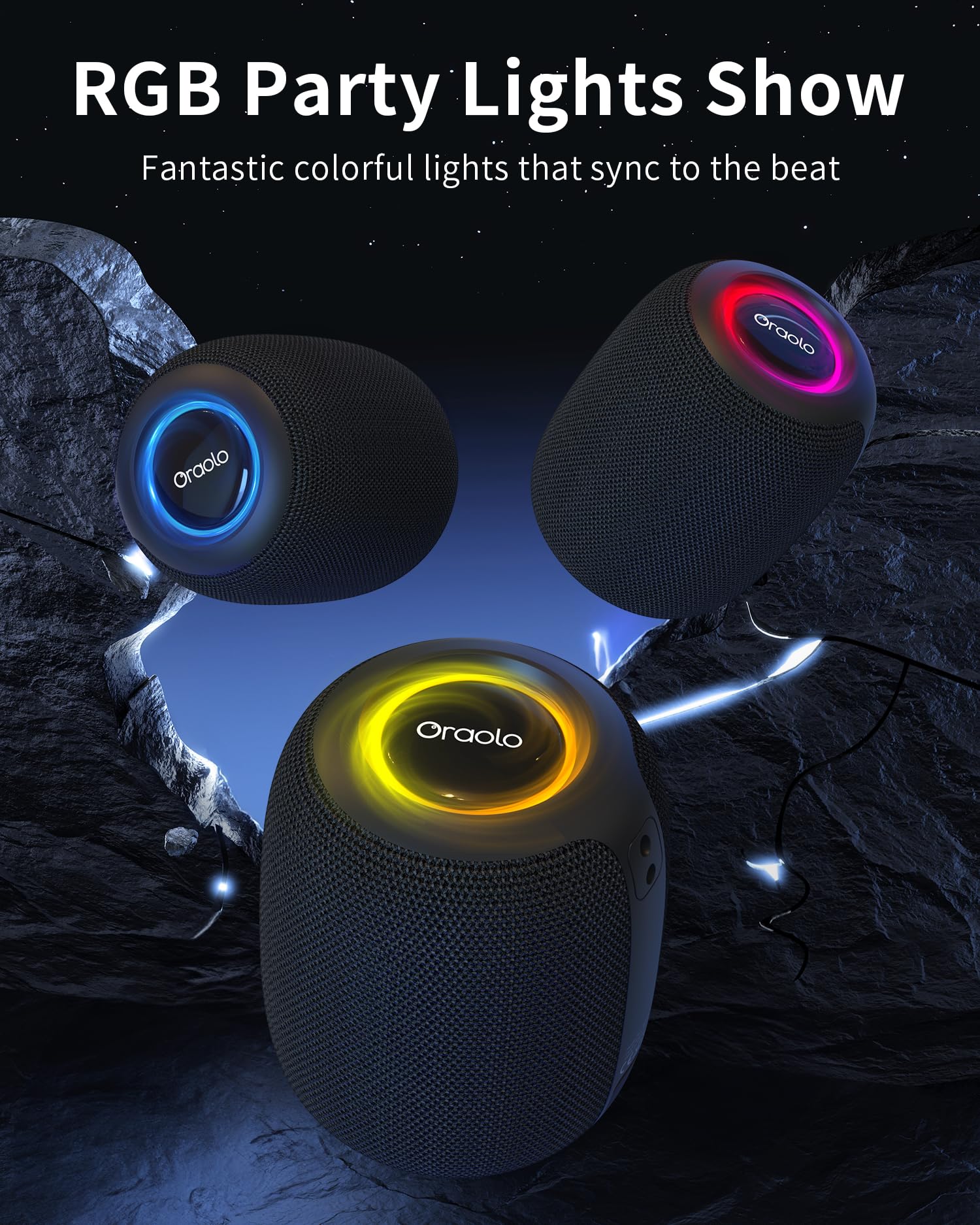 Premium Bluetooth Speaker IPX7 Waterproof - 15W Powerful Sound, 30H Playtime, LED Lights, BT5.3, TWS Pairing - Wireless Portable Speaker for Outdoor, Camping, Beach, Pool Party & Home Use