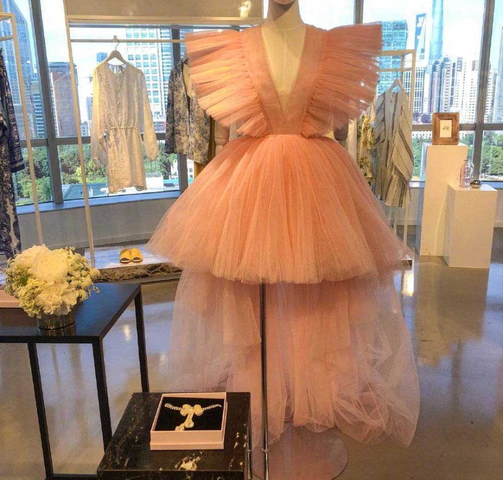 Elegant Plus Size High Low Tulle Prom Dress with Puffy Ruffles - Formal Cocktail Party & Ball Gown for Women - Perfect for Homecoming, Prom Night, and Special Occasions