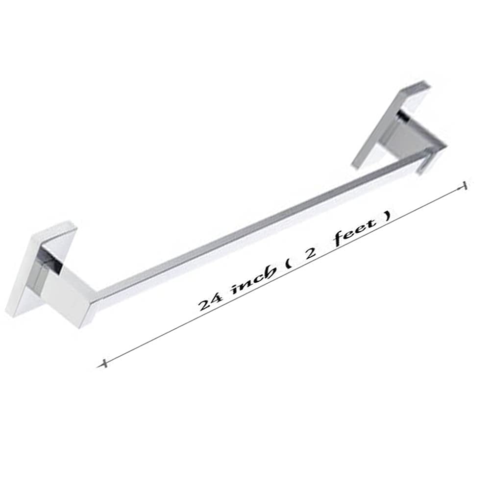 Stainless Steel Square Towel Rods - 24 Inch Bathroom Towel Holder (Pack of 1) - Perfect for Modern Bathrooms & Spa Decor