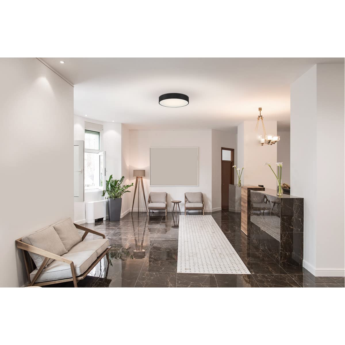 Access Lighting Como 21.75 Inch LED Flush Mount Ceiling Light Fixture in White - Perfect for Bedroom, Kitchen, Hallway & Modern Home Lighting