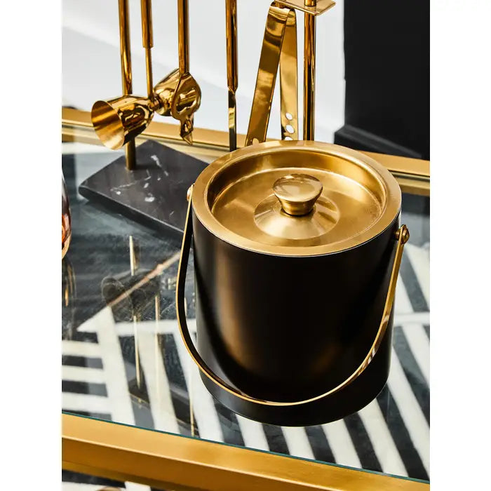 Premium Mixology Black & Gold Finish Ice Bucket - Elegant Cocktail Chilling Accessory for Home Bars, Parties & Wedding Receptions