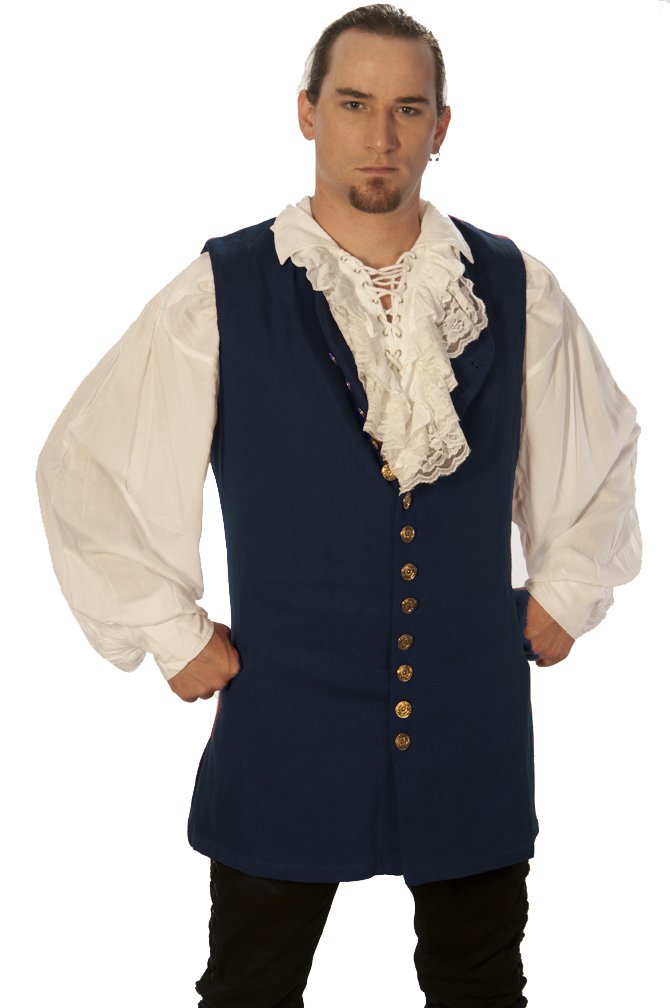 Men's 1720 Pirate Costume Vest - Authentic Renaissance Pirate Jacket for Halloween, Cosplay & Historical Reenactment