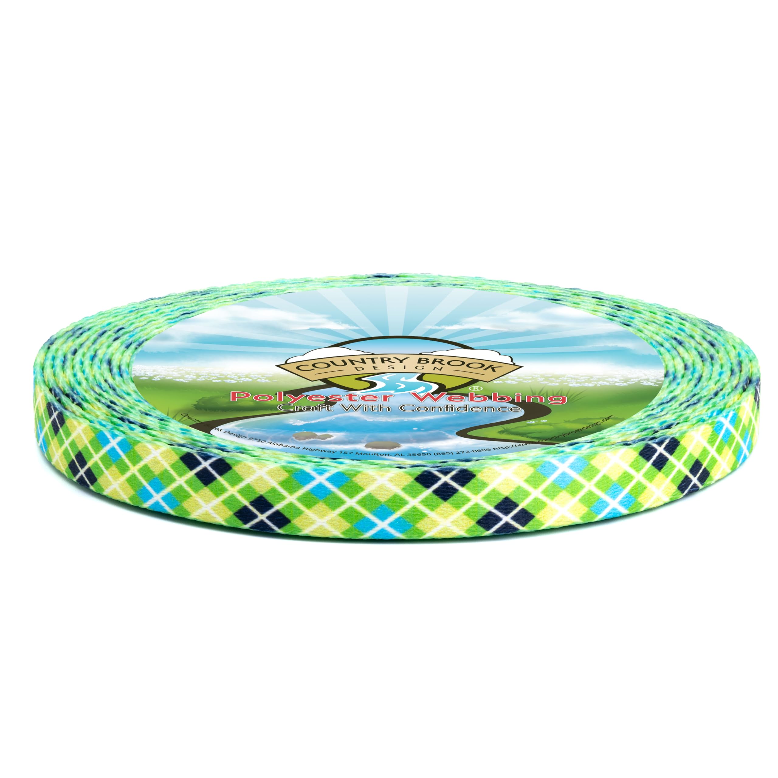 Country Brook Design - Margarita Argyle Polyester Webbing Dog Collar - Durable & Stylish Pet Accessory for Small & Medium Dogs - Perfect for Walks, Training & Fashion