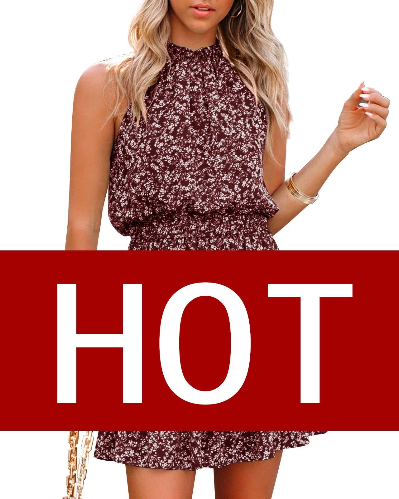 Women's Summer Chiffon Dress - Sleeveless Spaghetti Strap Blouse with Ruffle Skirt & Flowy Sun Outfit - Perfect for Beach, Vacation, and Casual Wear