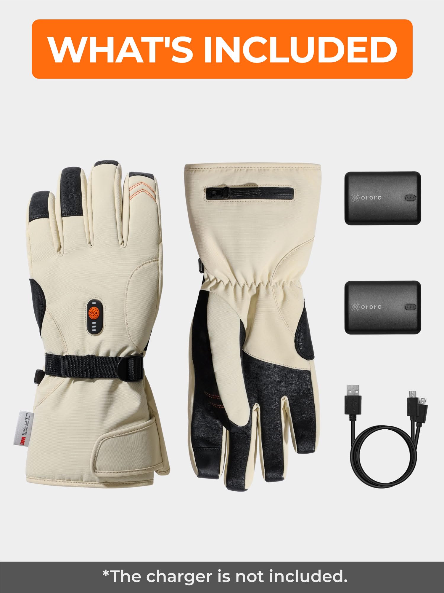 ORORO Rechargeable Heated Gloves for Men & Women - Electric Warming Gloves for Hiking, Skiing, Motorcycle Riding - Perfect for Cold Weather Outdoor Activities