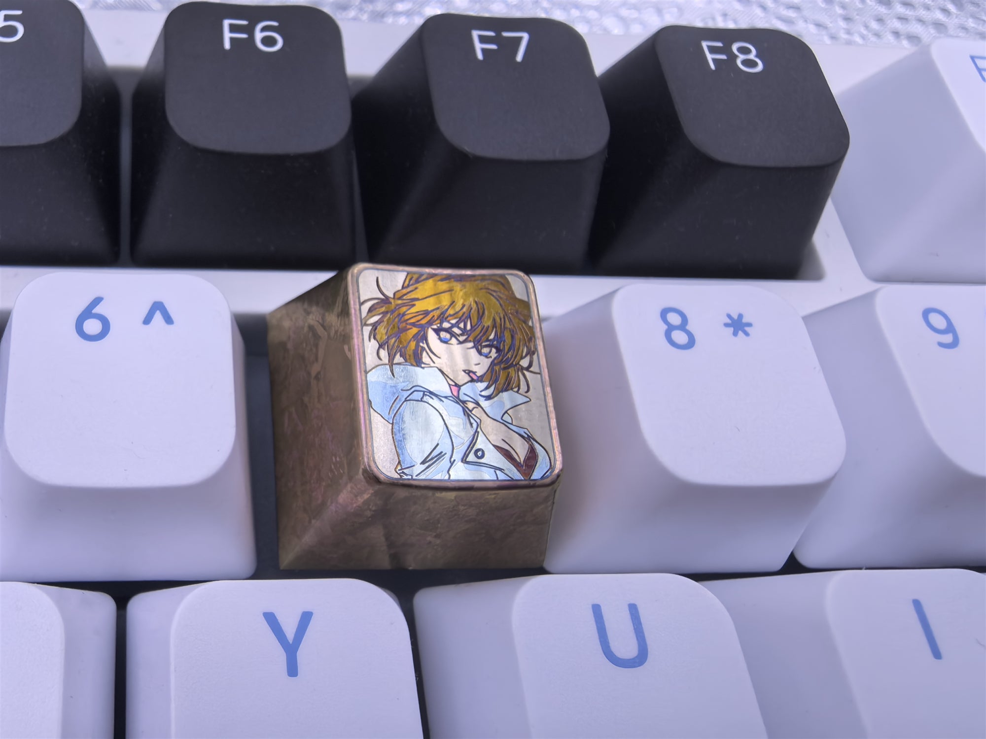 Detective Conan Anime Keycaps - 1U Titanium Alloy Custom Keycaps with Anita Hailey Design - Durable Metal Keycaps for Mechanical Keyboards - Perfect for Gaming, Typing & Anime Fans Collection
