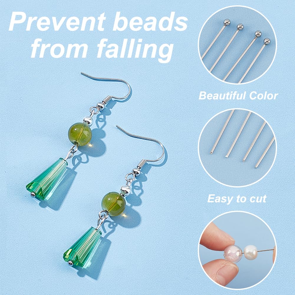 500pcs Ball Head Pins 30mm - 304 Stainless Steel Jewelry Making Pins 21 Gauge - Bendable Headpins for DIY Beading, Earrings, Pendants, Bracelets & Necklaces - Perfect for Jewelry Crafting & DIY Projects